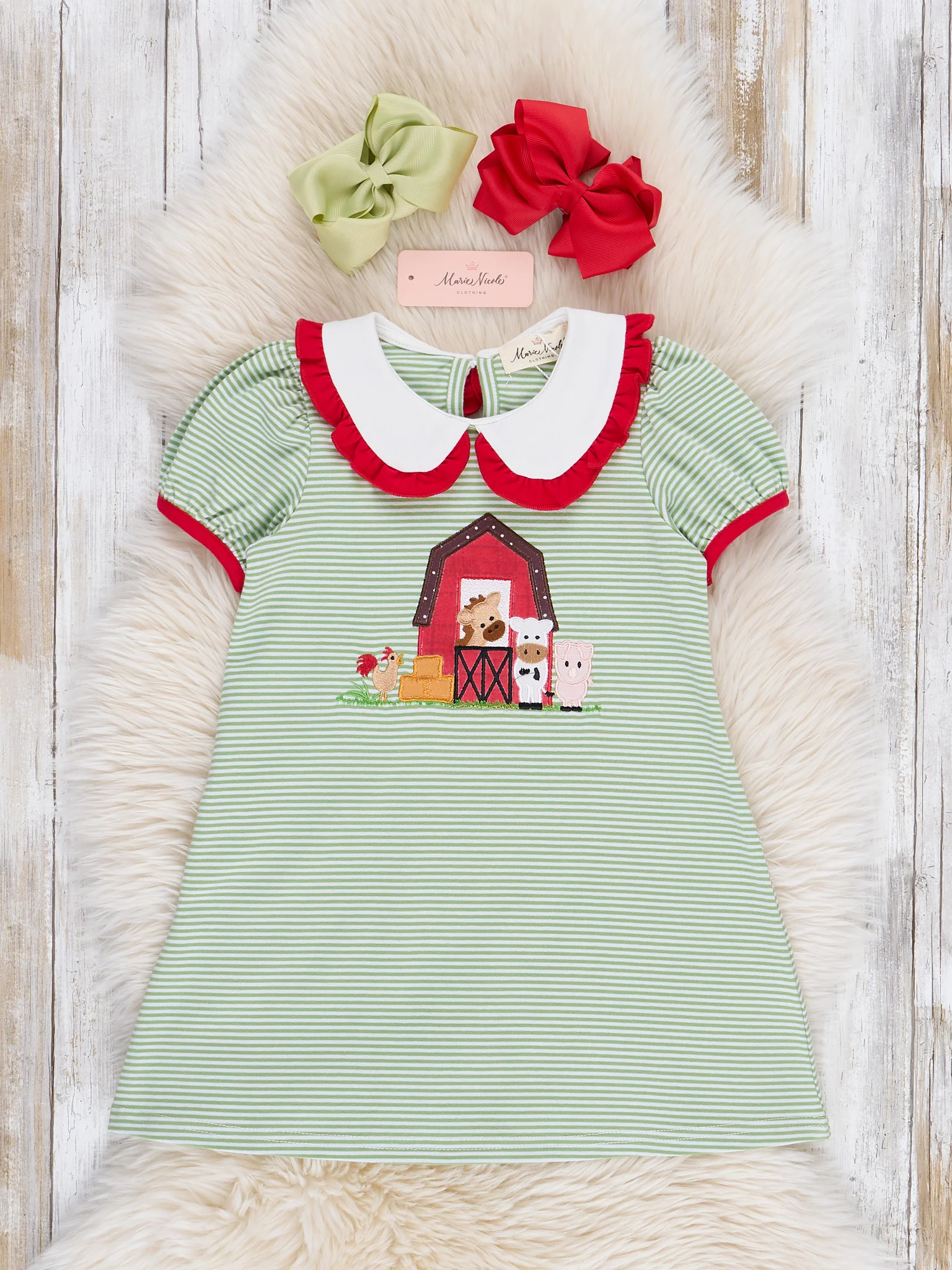 Striped Embroidered Farmhouse Dress