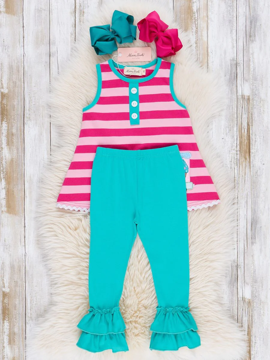 Striped Embroidered Ice Cream Truck Outfit - Image 2