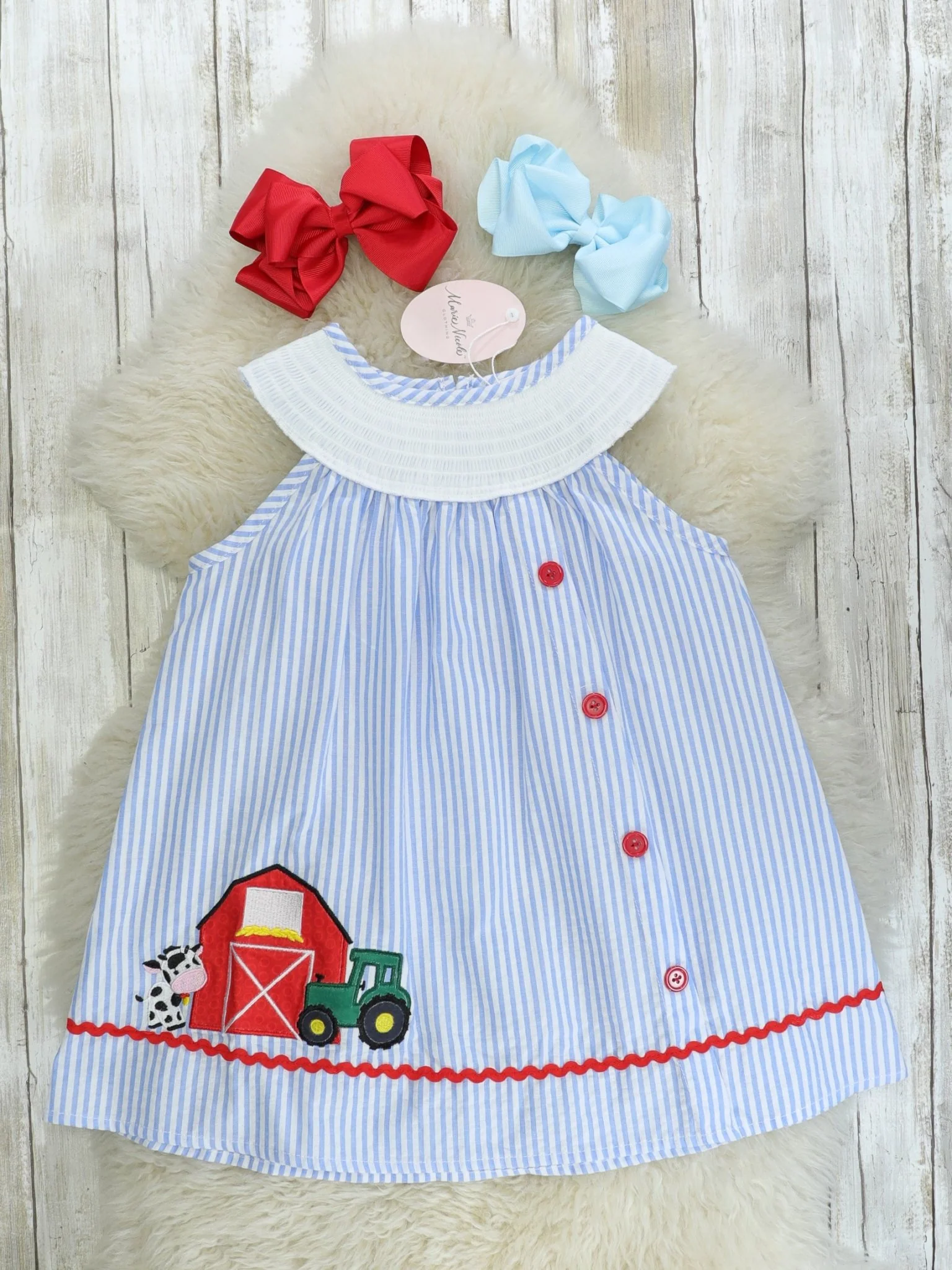 Striped Farm Animal Asymmetrical Dress