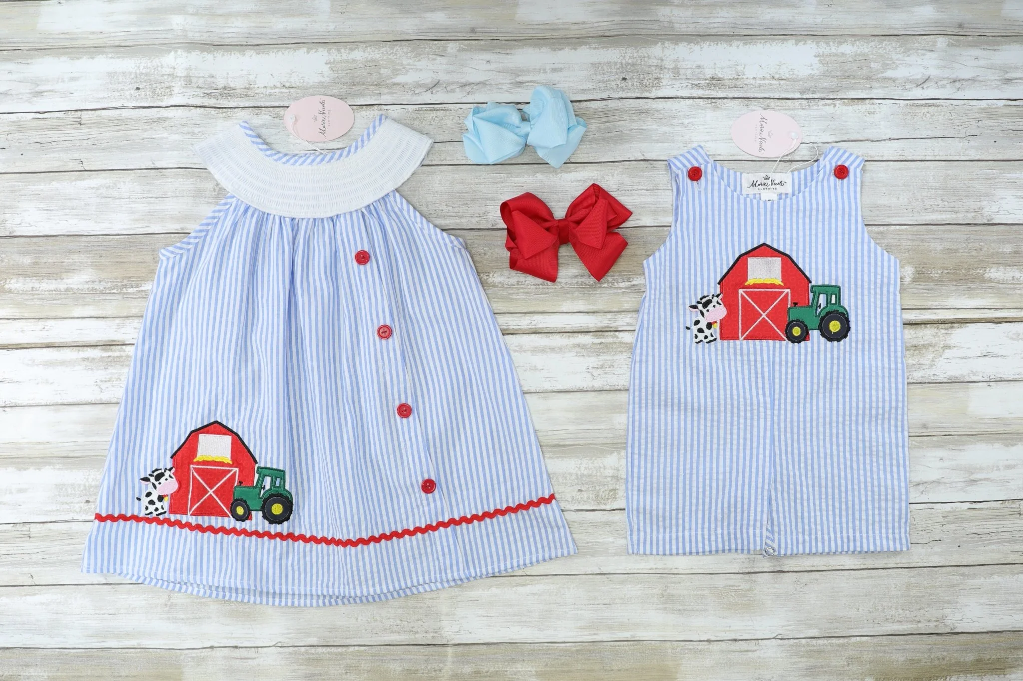 Striped Farm Animal Romper - Image 2