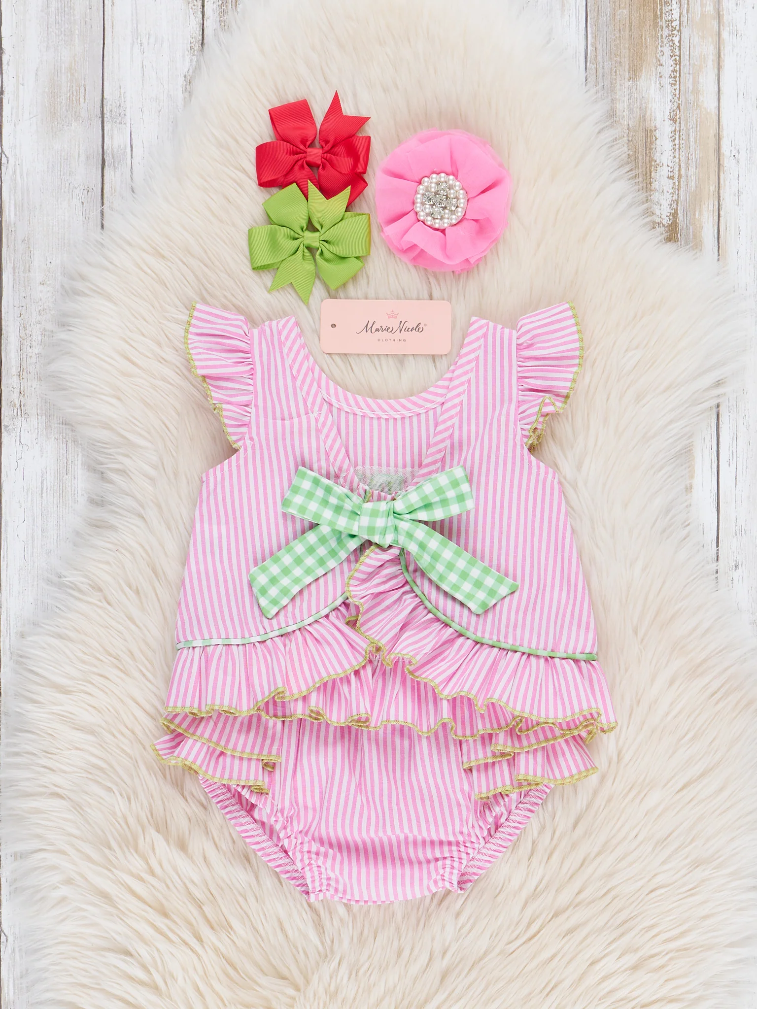Striped Farm Girl Embroidered Bloomers Outfit - Image 2