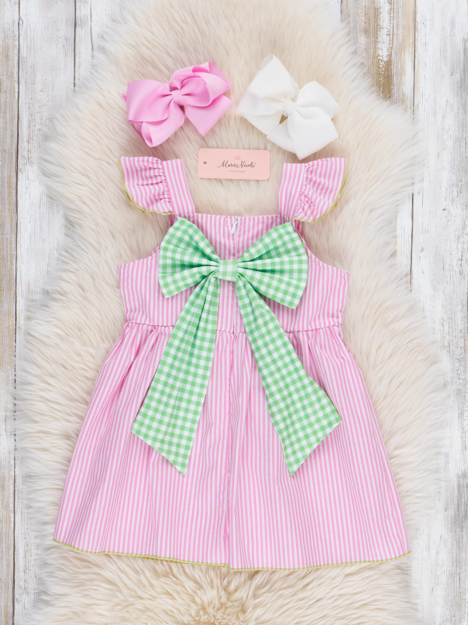 Striped Farm Girl Embroidered Ruffle Dress - Image 3