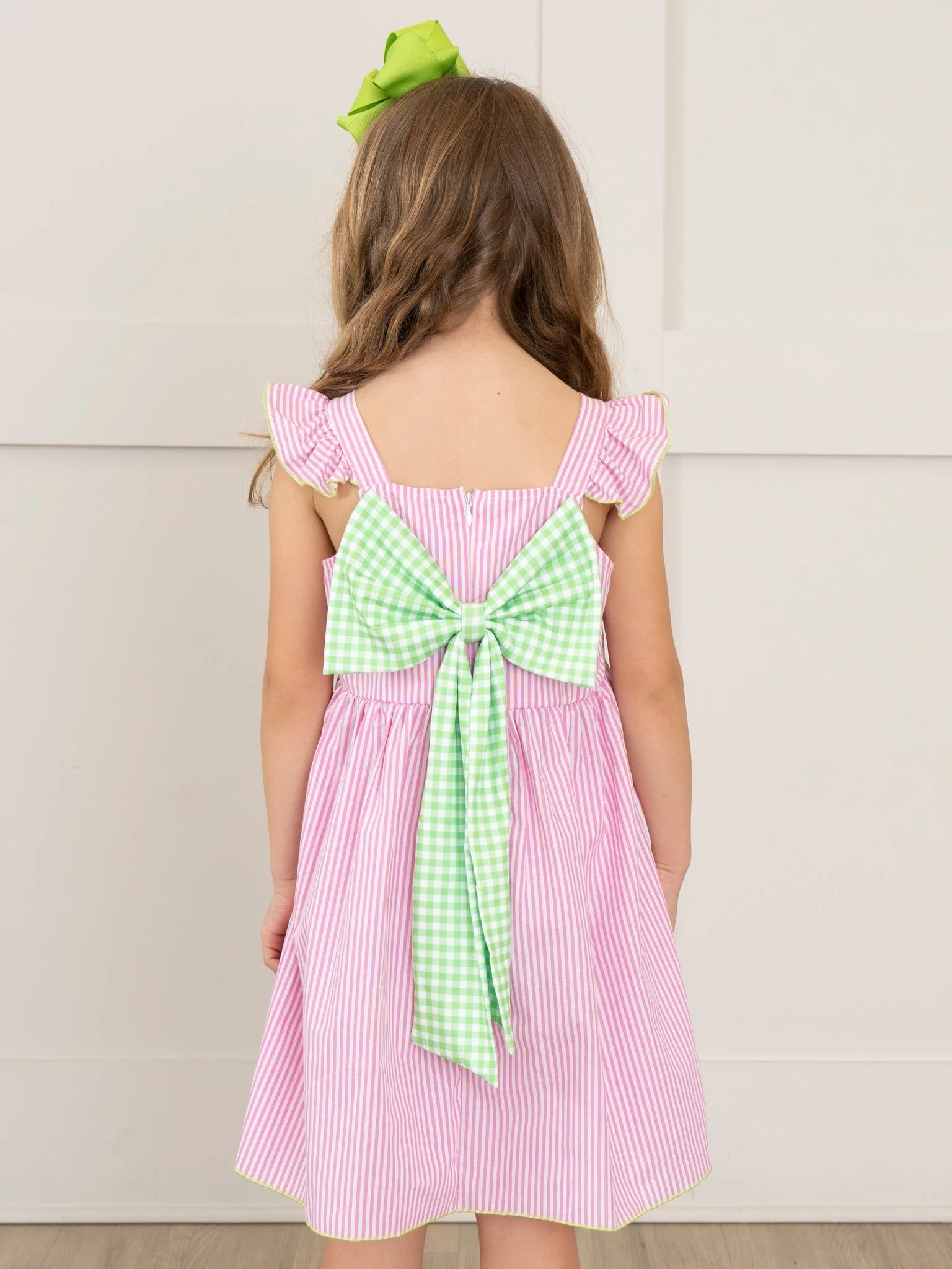 Striped Farm Girl Embroidered Ruffle Dress - Image 4