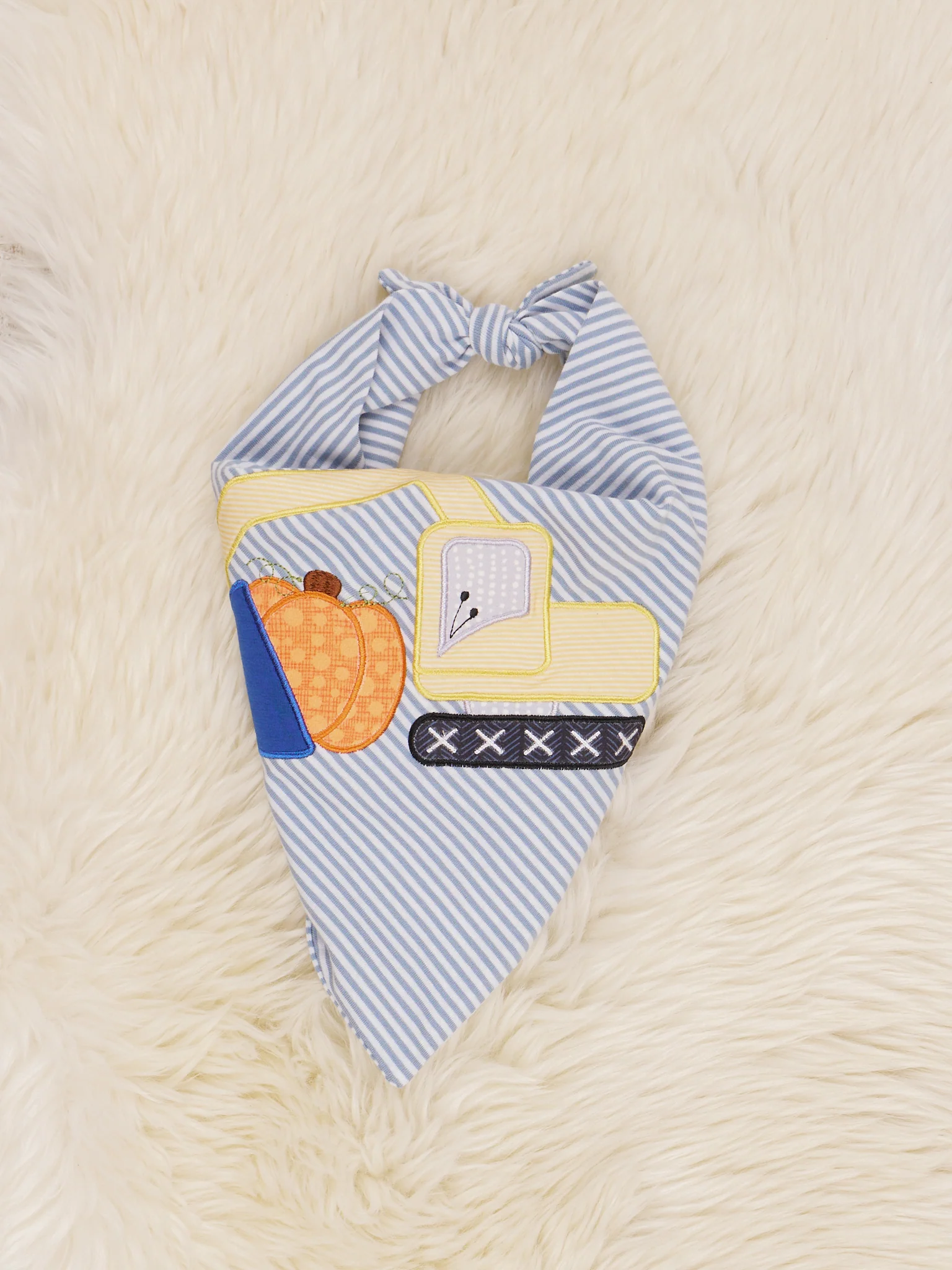 Striped Farm Truck Embroidered Pumpkin Bandana - Image 3