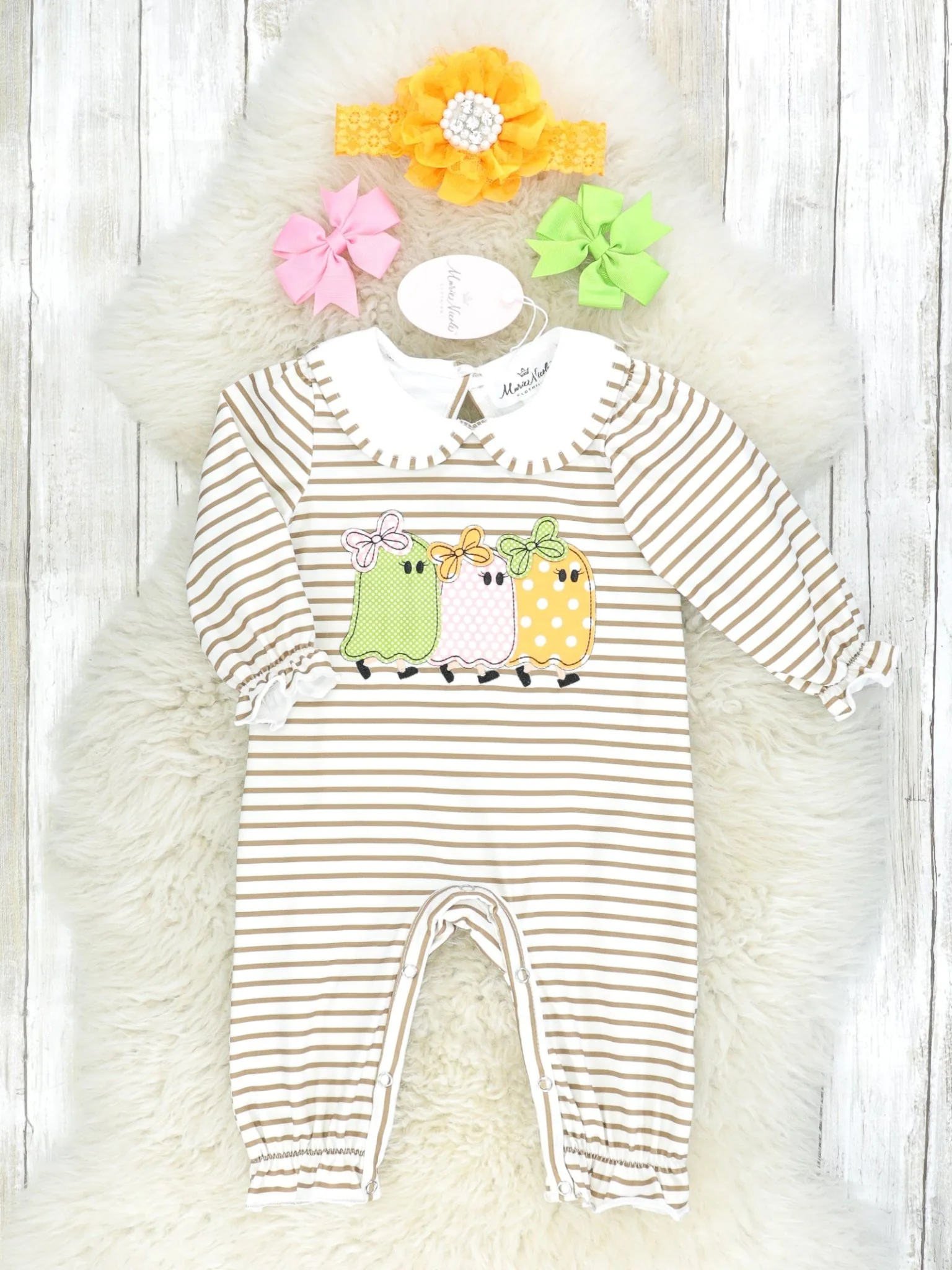 Striped Ghosts Vintage Romper