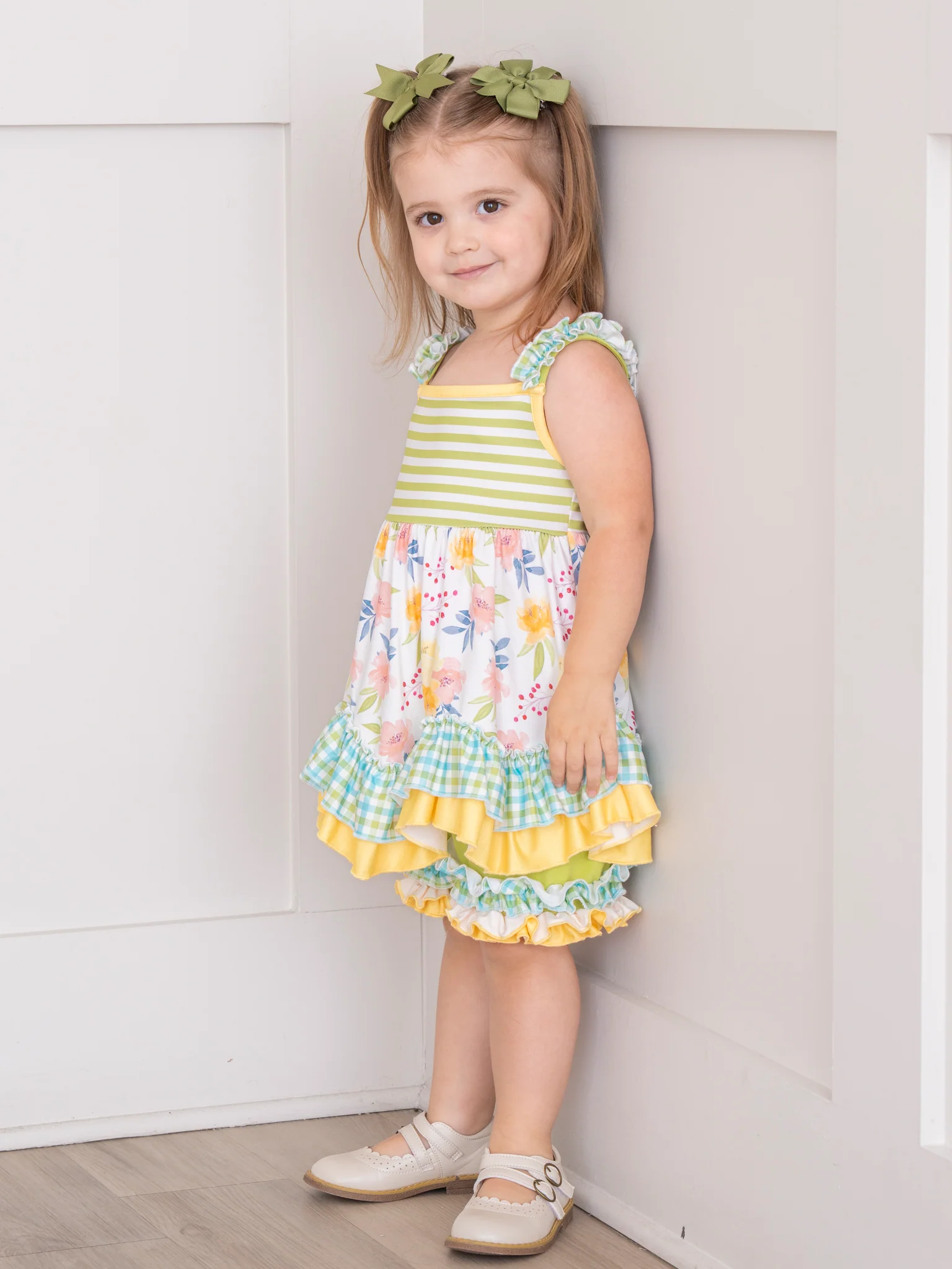 Striped Hibiscus Garden Ruffle Outfit - Image 5
