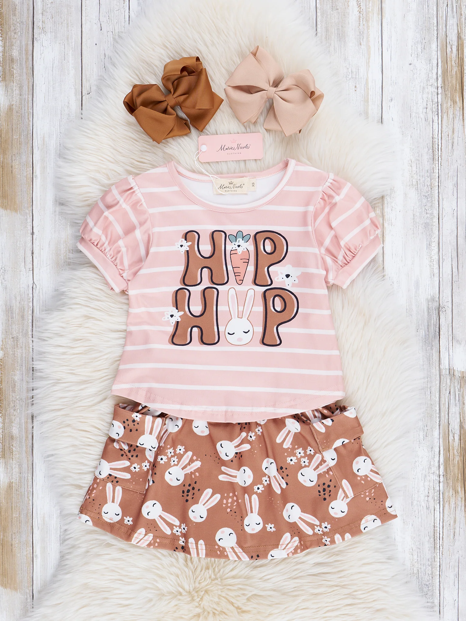 Striped "Hip Hop" Top & Bunny Skirt Outfit