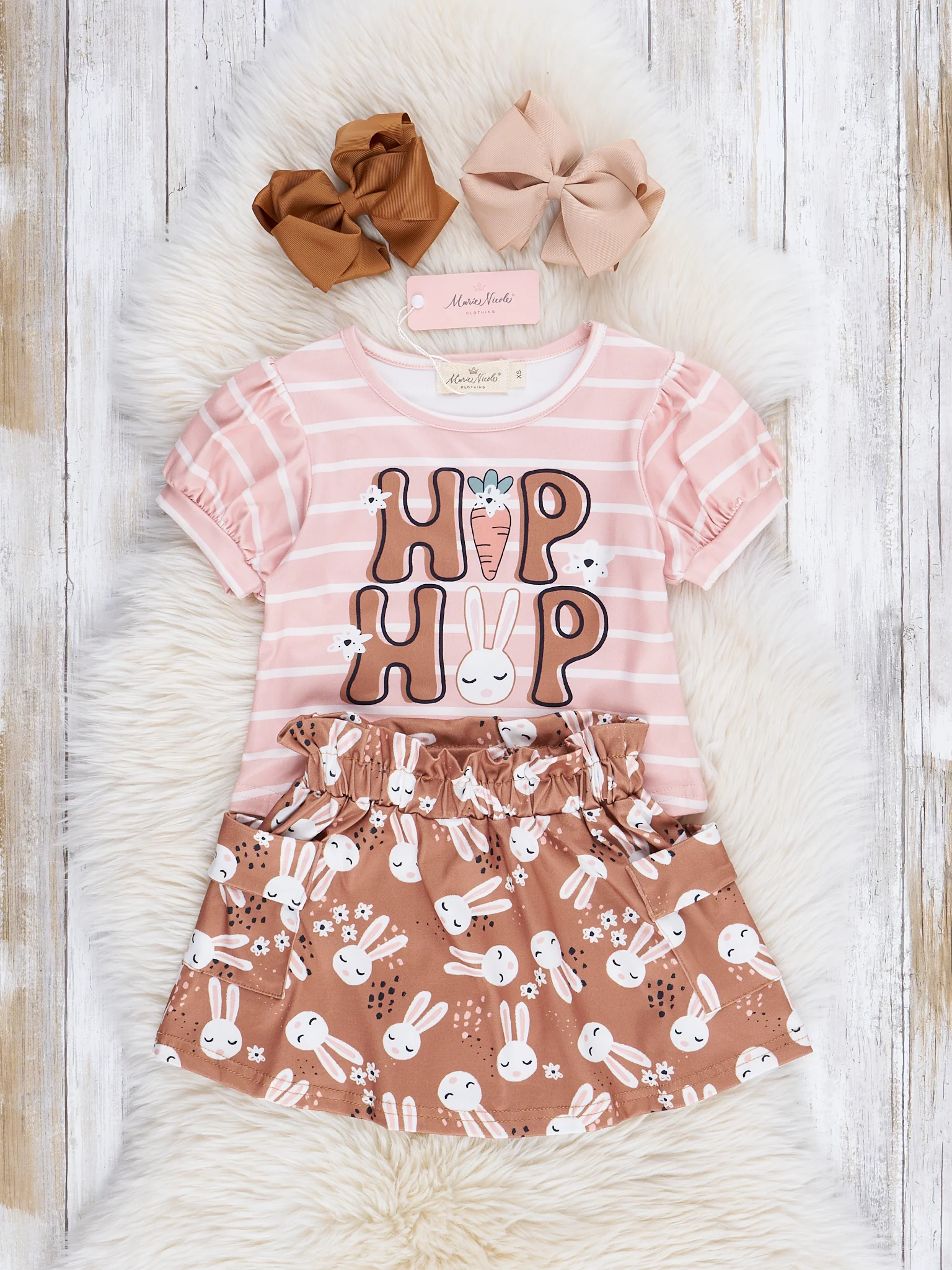 Striped "Hip Hop" Top & Bunny Skirt Outfit - Image 2