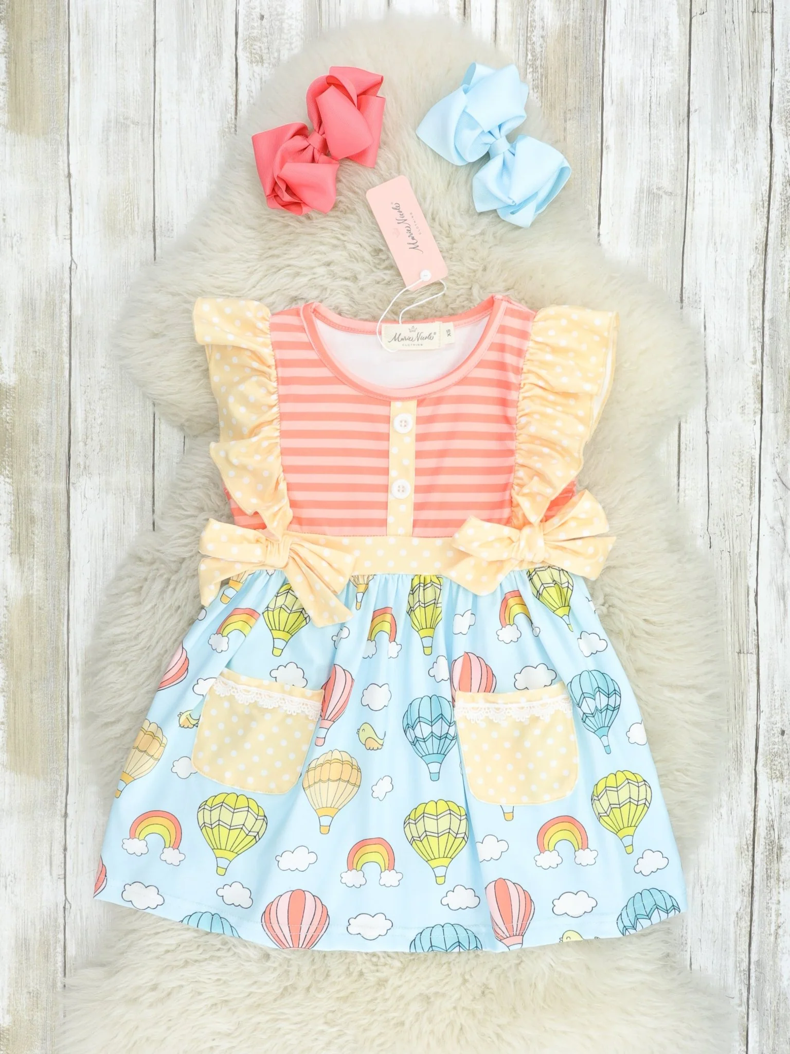 Striped Hot Air Balloon Ruffle Dress