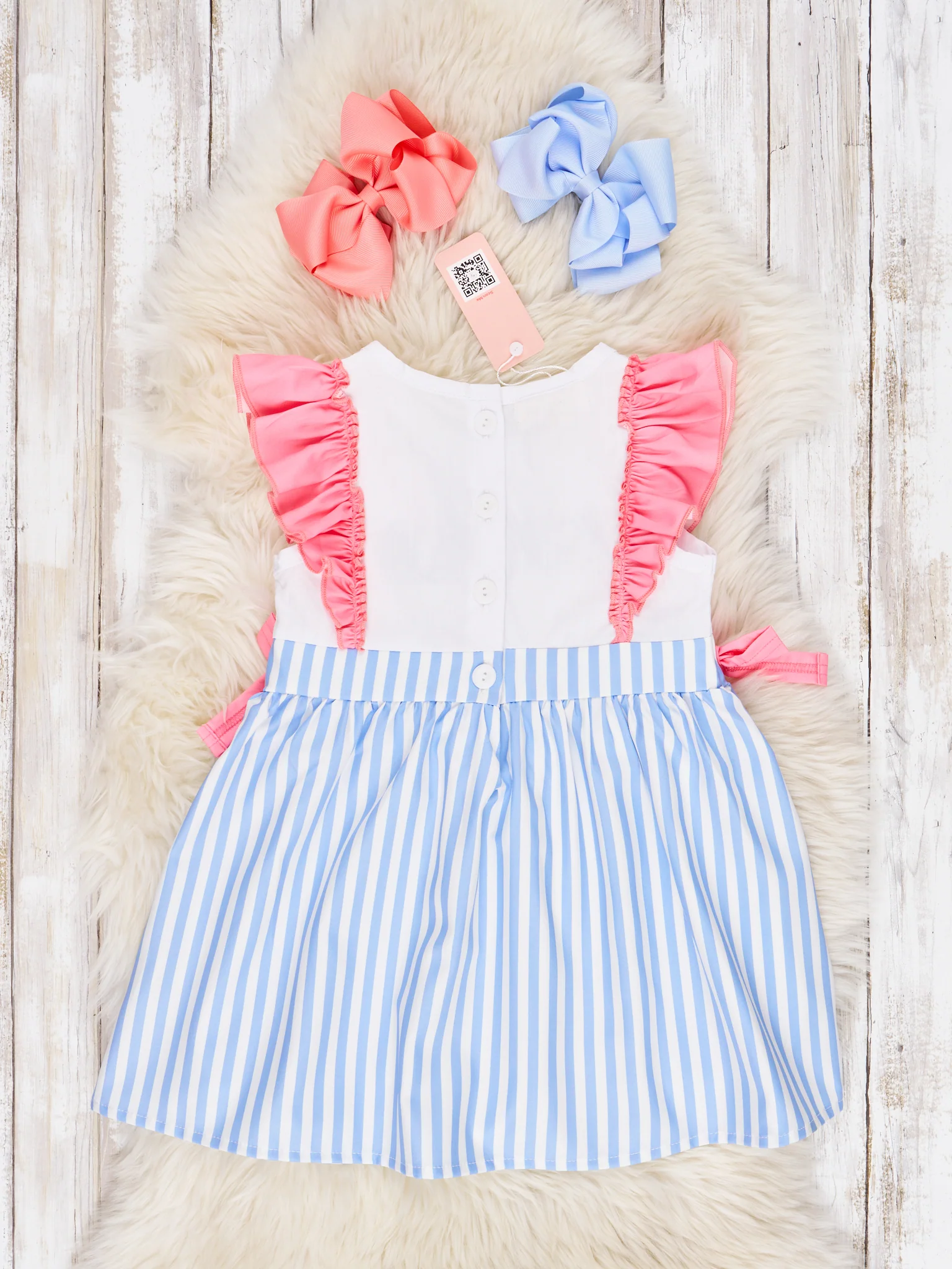 Striped "I Love Dad" Ruffle Dress - Image 2