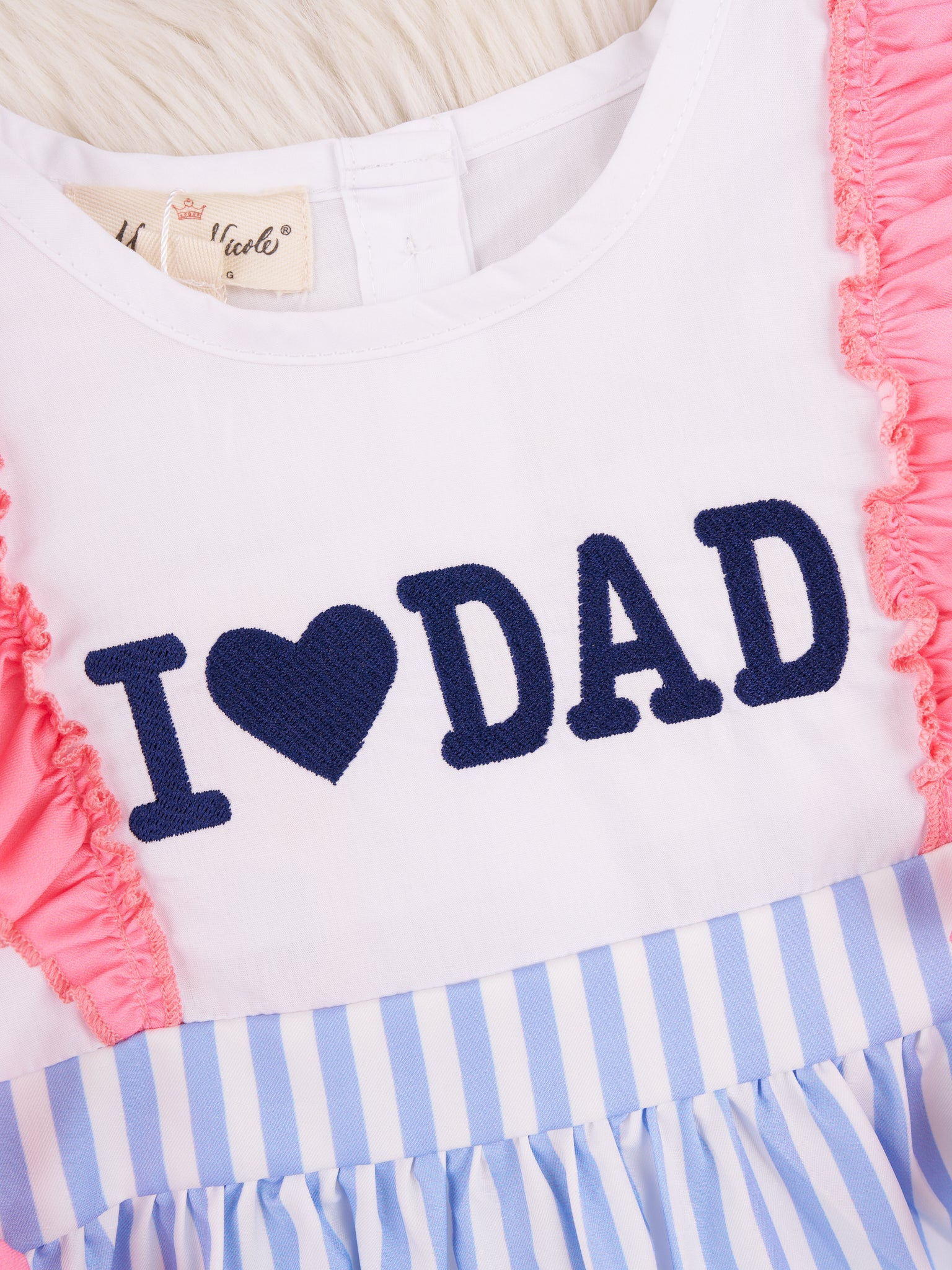 Striped "I Love Dad" Ruffle Dress - Image 3