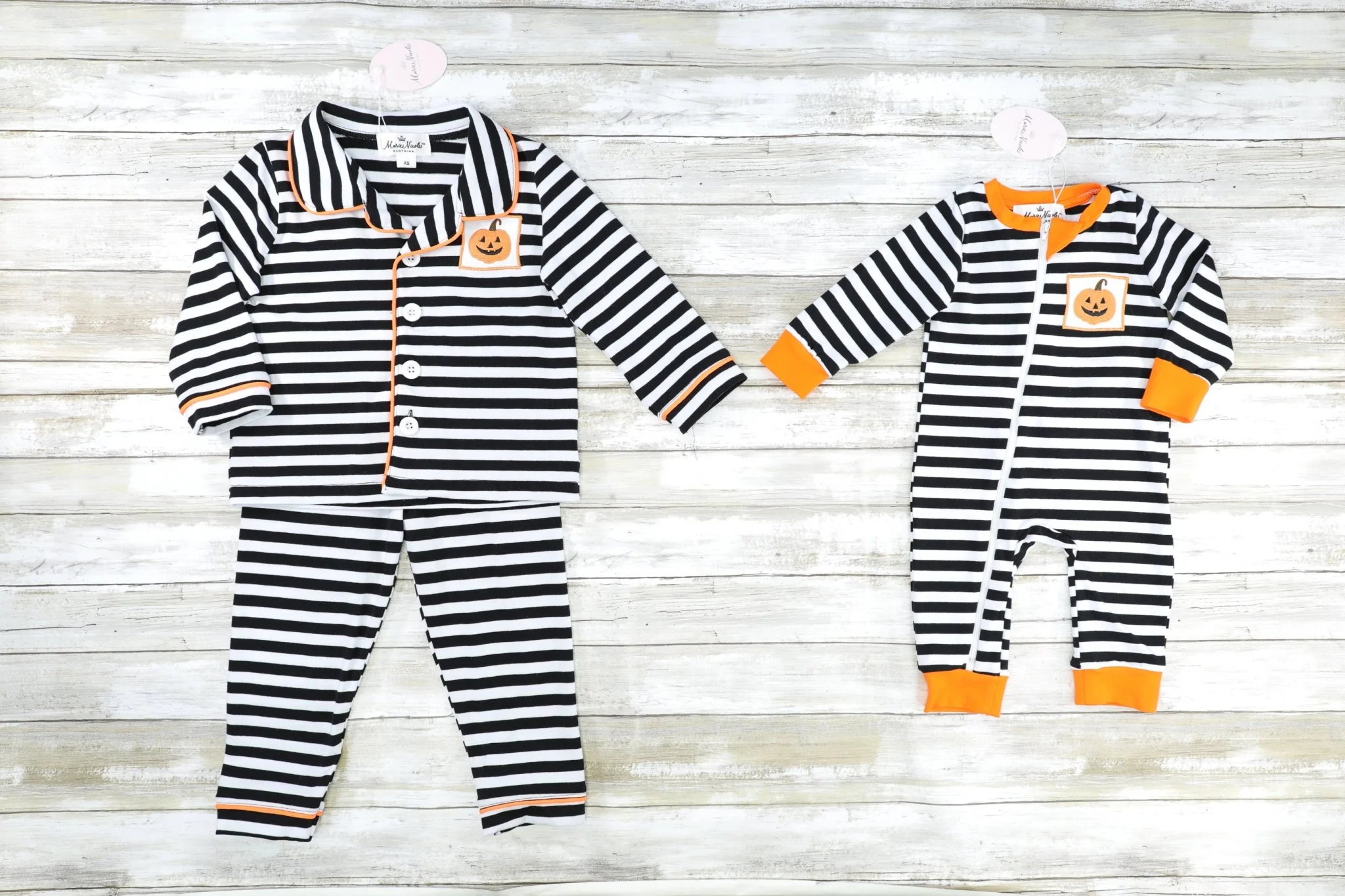 Striped Jack O Lantern Romper Pajamas - Image 2