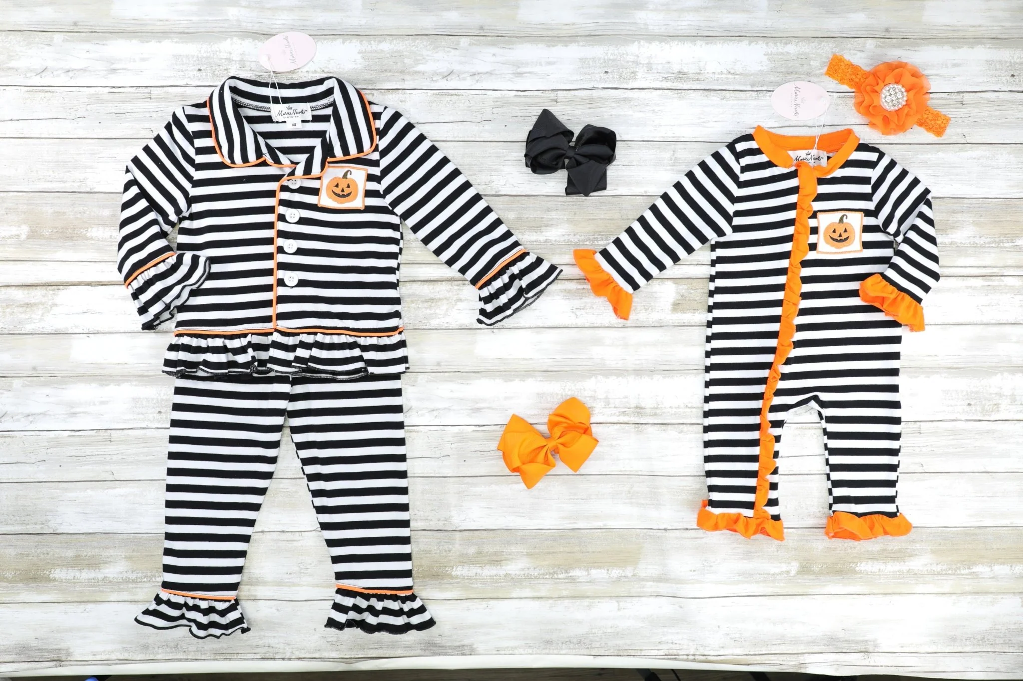 Striped Jack O Lantern Ruffle Pajamas - Image 3