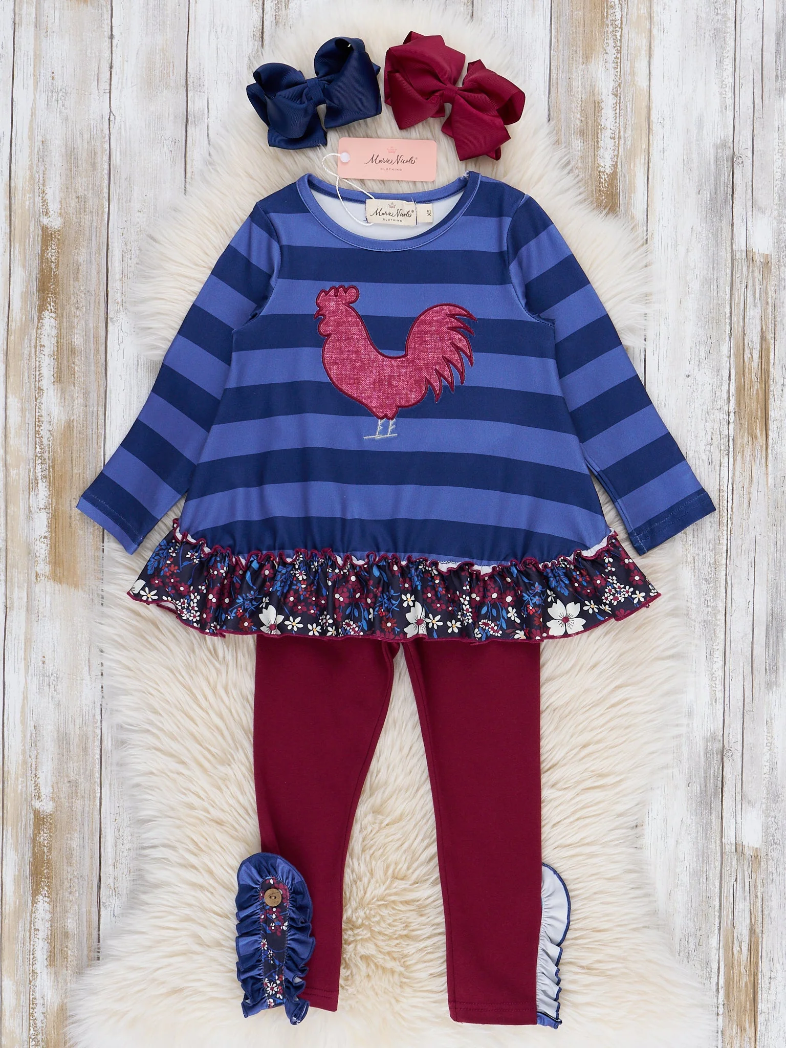 Striped Little Rooster Ruffle Outfit - Image 2