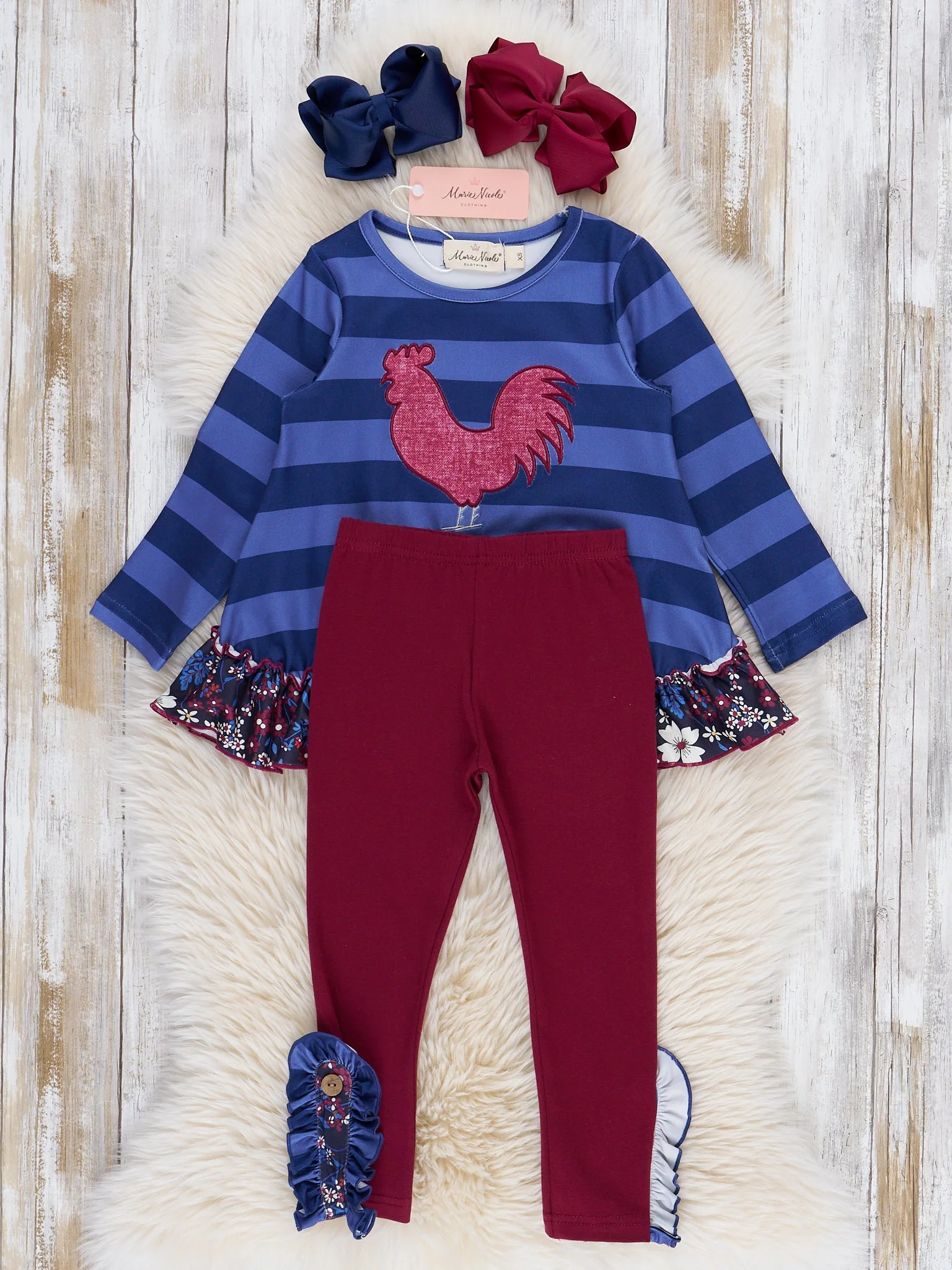 Striped Little Rooster Ruffle Outfit - Image 3