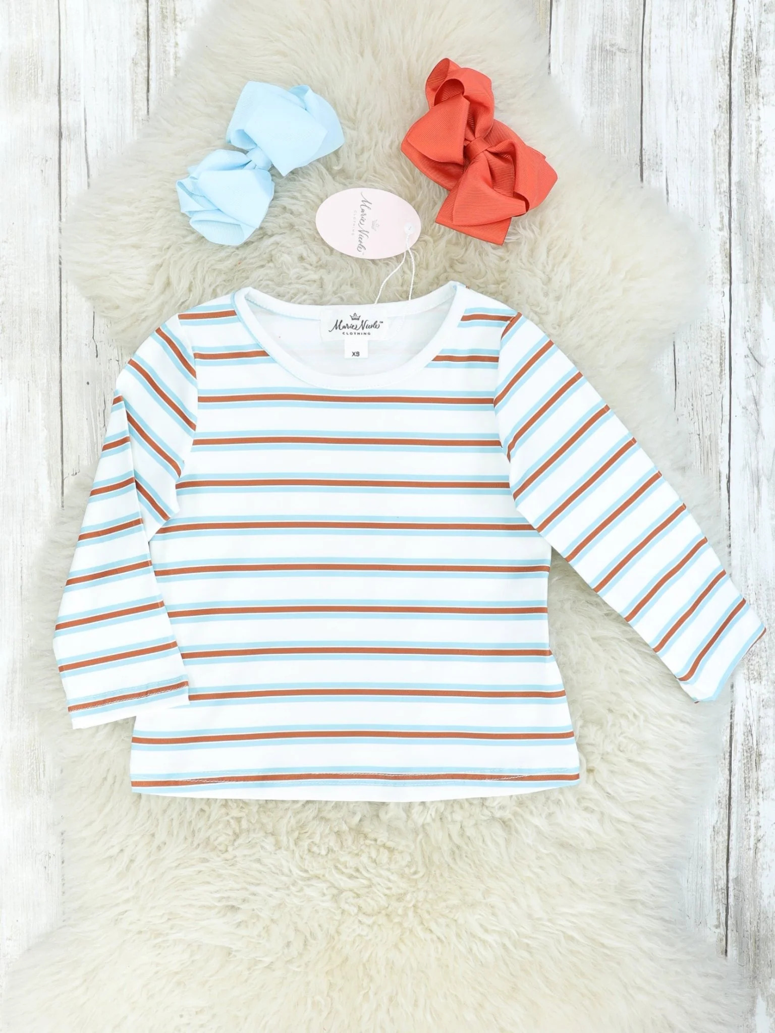 Striped Long Sleeve Top & Pocket Overall Dress Outfit - Image 2