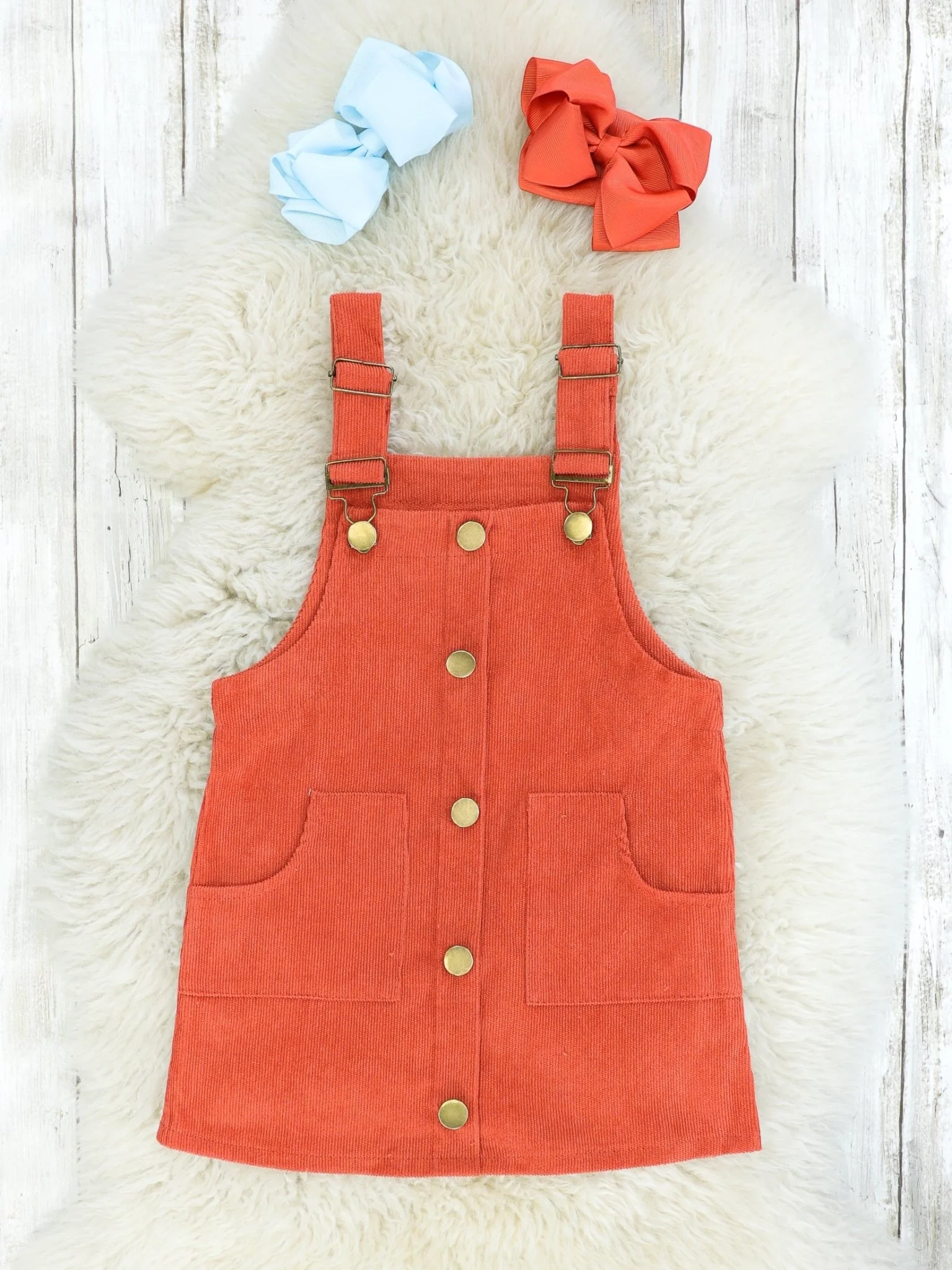 Striped Long Sleeve Top & Pocket Overall Dress Outfit - Image 3