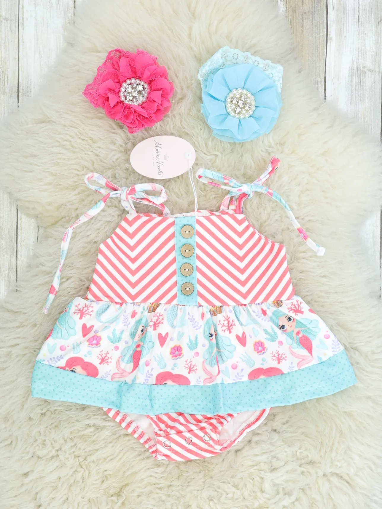 Striped Mermaid Bubble Romper