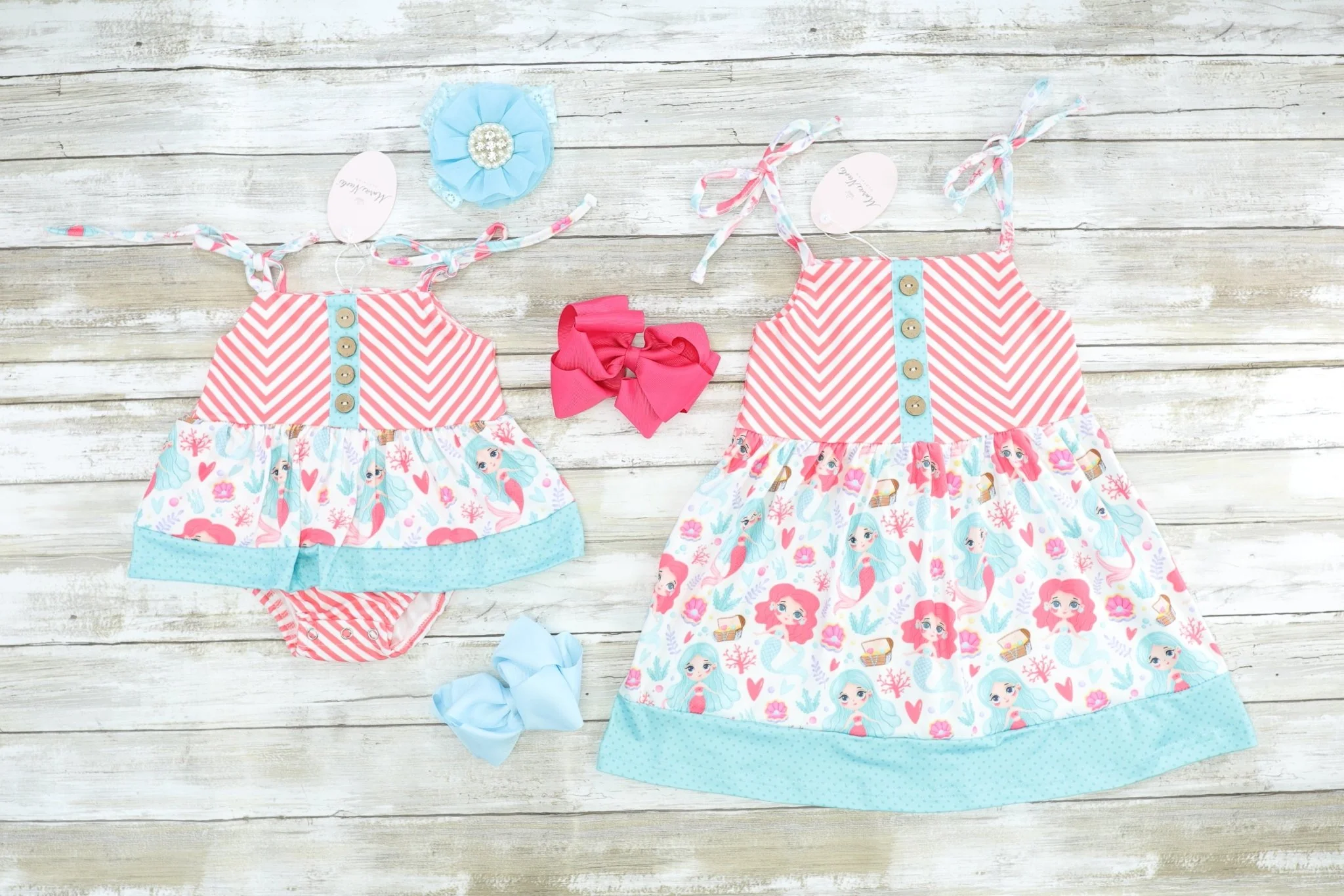 Striped Mermaid Bubble Romper - Image 2