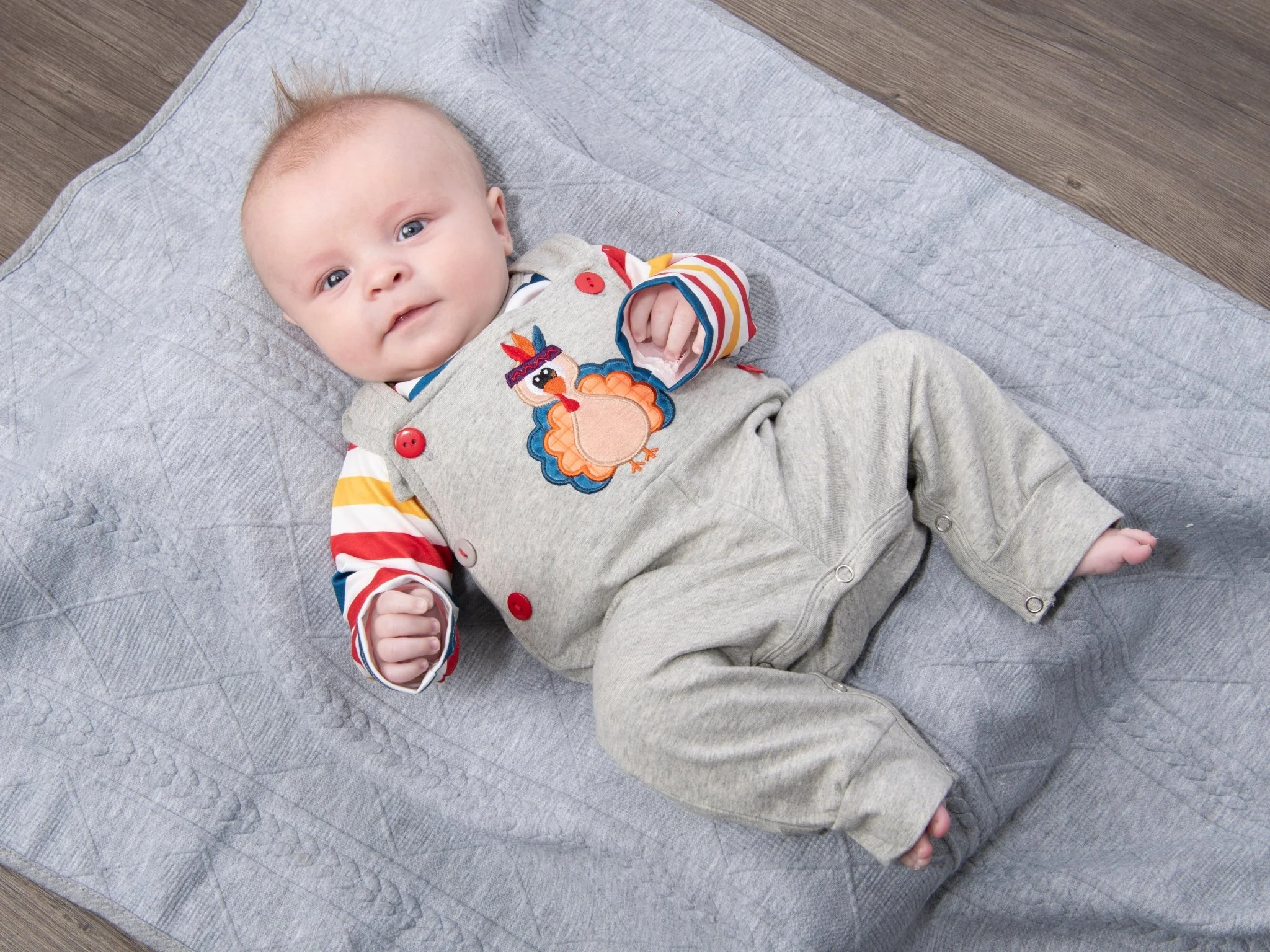 Striped Onesie & Turkey Overall Set - Image 5