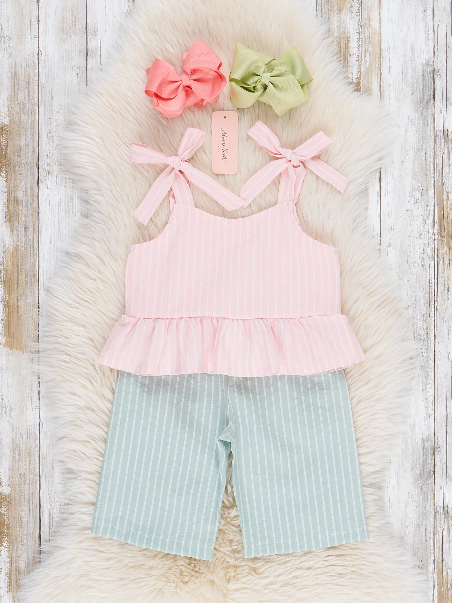 Striped Pastels Peplum Ruffle Outfit - Image 2