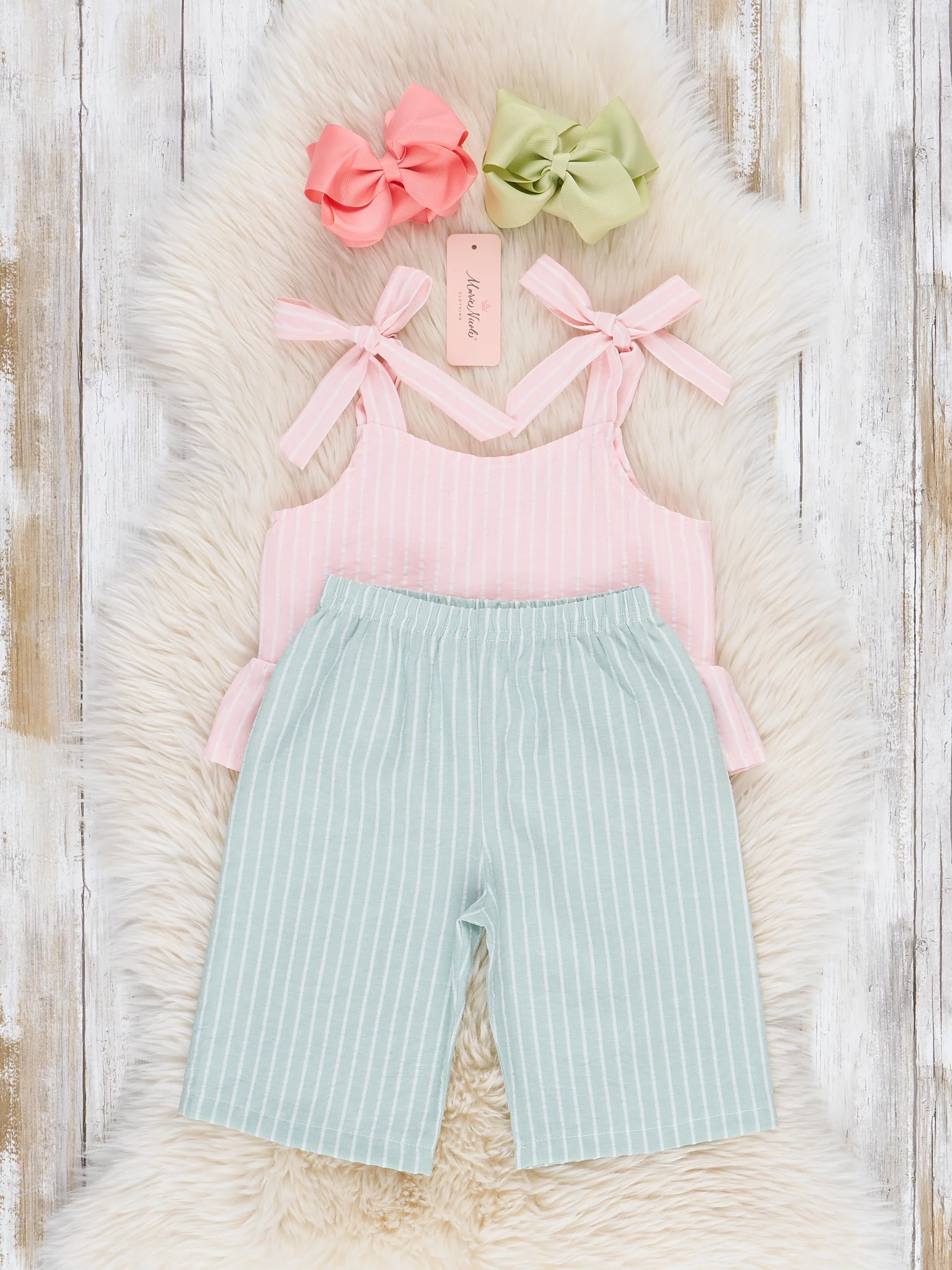 Striped Pastels Peplum Ruffle Outfit - Image 3