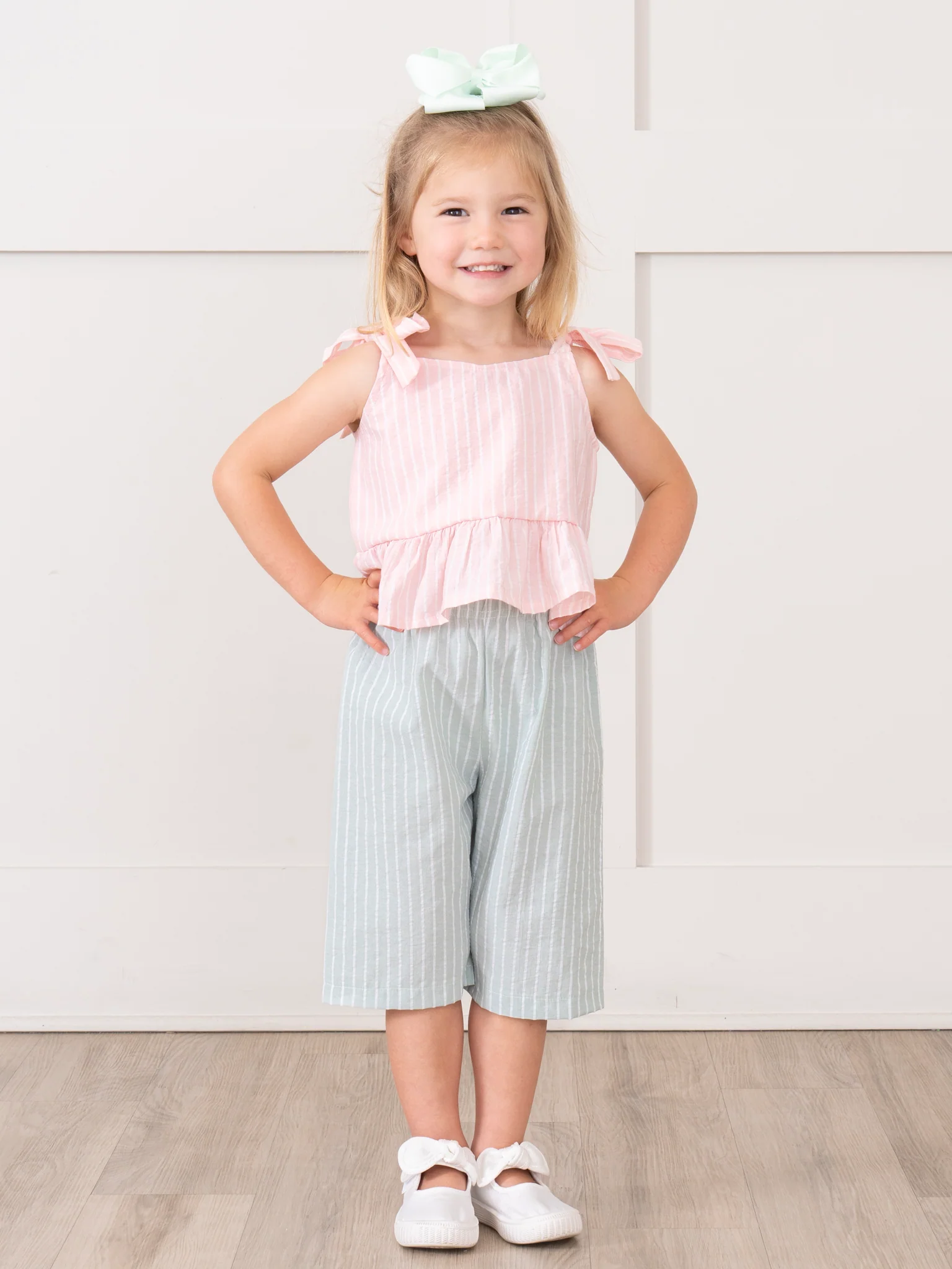 Striped Pastels Peplum Ruffle Outfit - Image 5