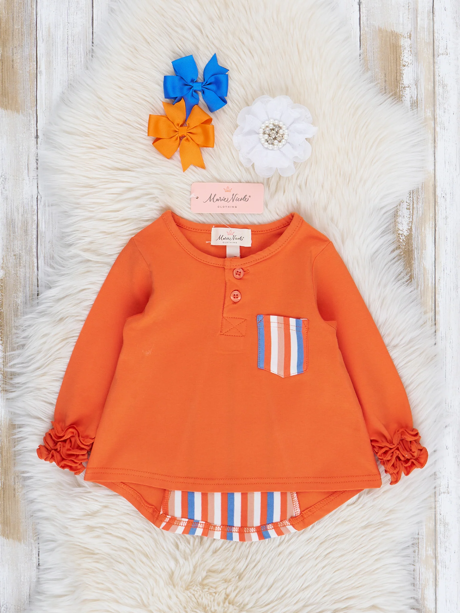 Striped Peek-a-Boo Swing Shirt in Orange