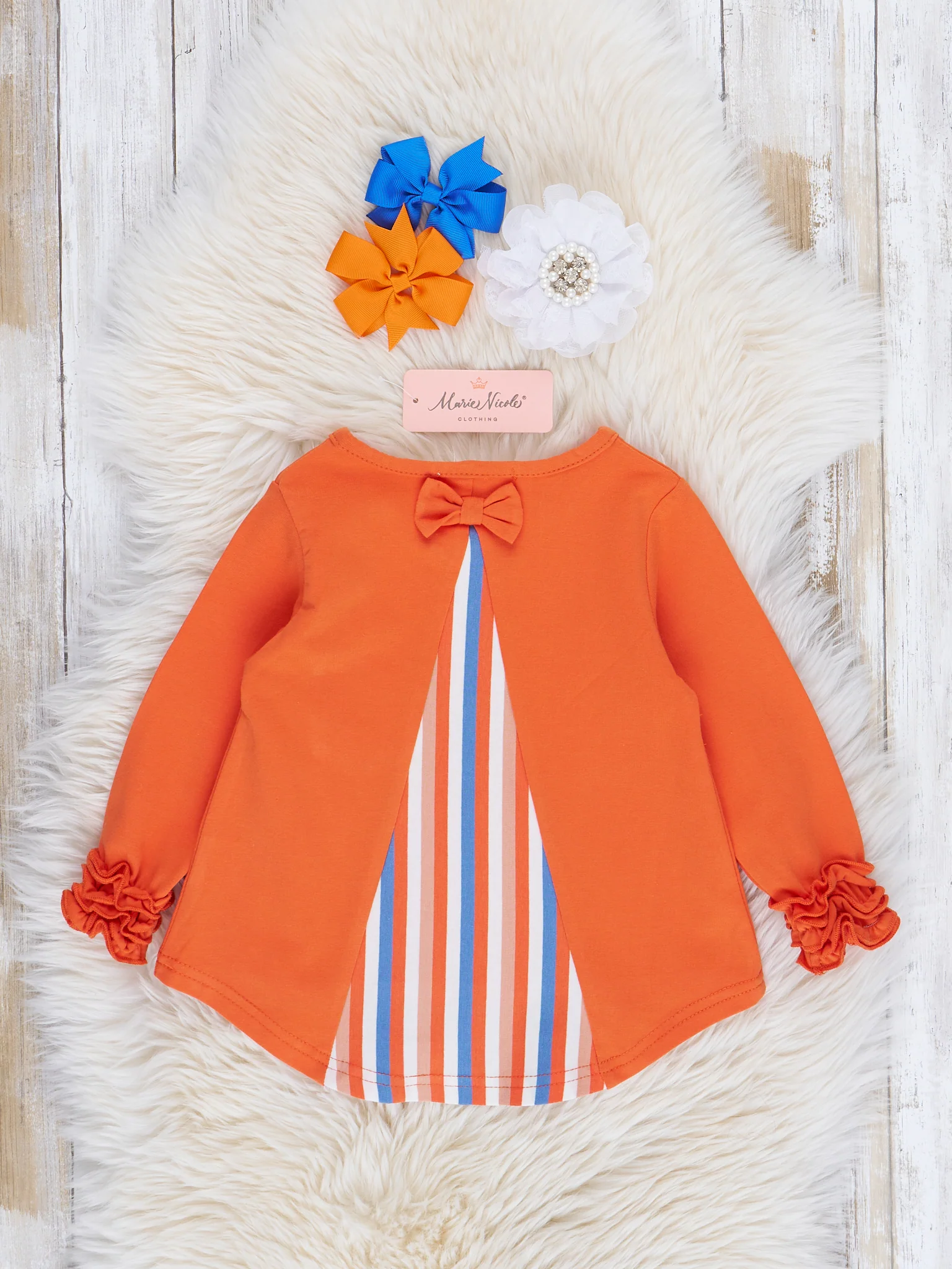 Striped Peek-a-Boo Swing Shirt in Orange - Image 2