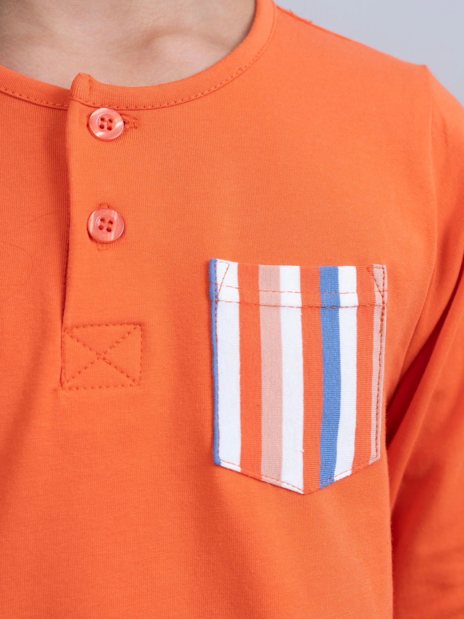 Striped Peek-a-Boo Swing Shirt in Orange - Image 5