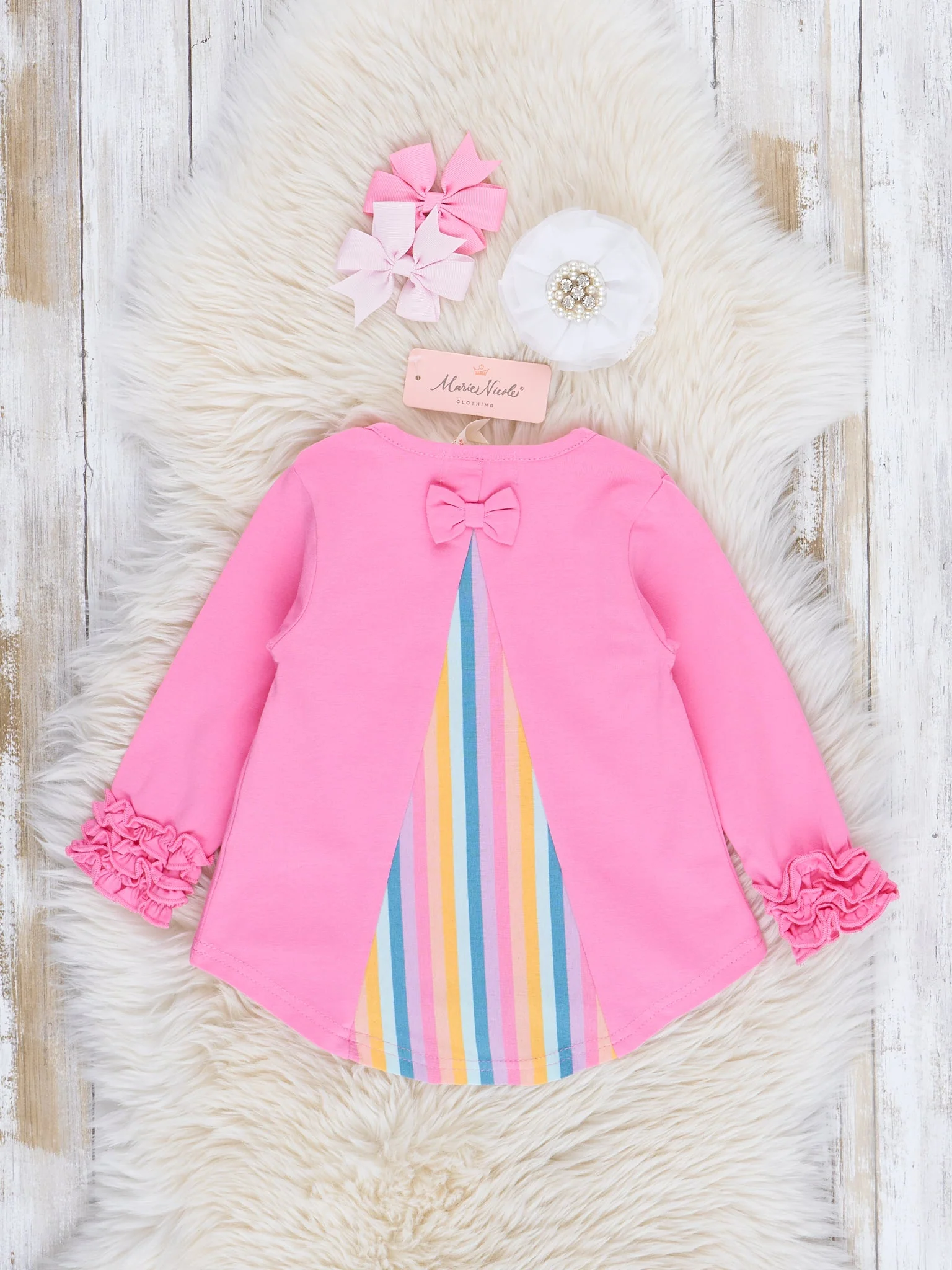 Striped Peek-a-Boo Swing Shirt in Rose - Image 2
