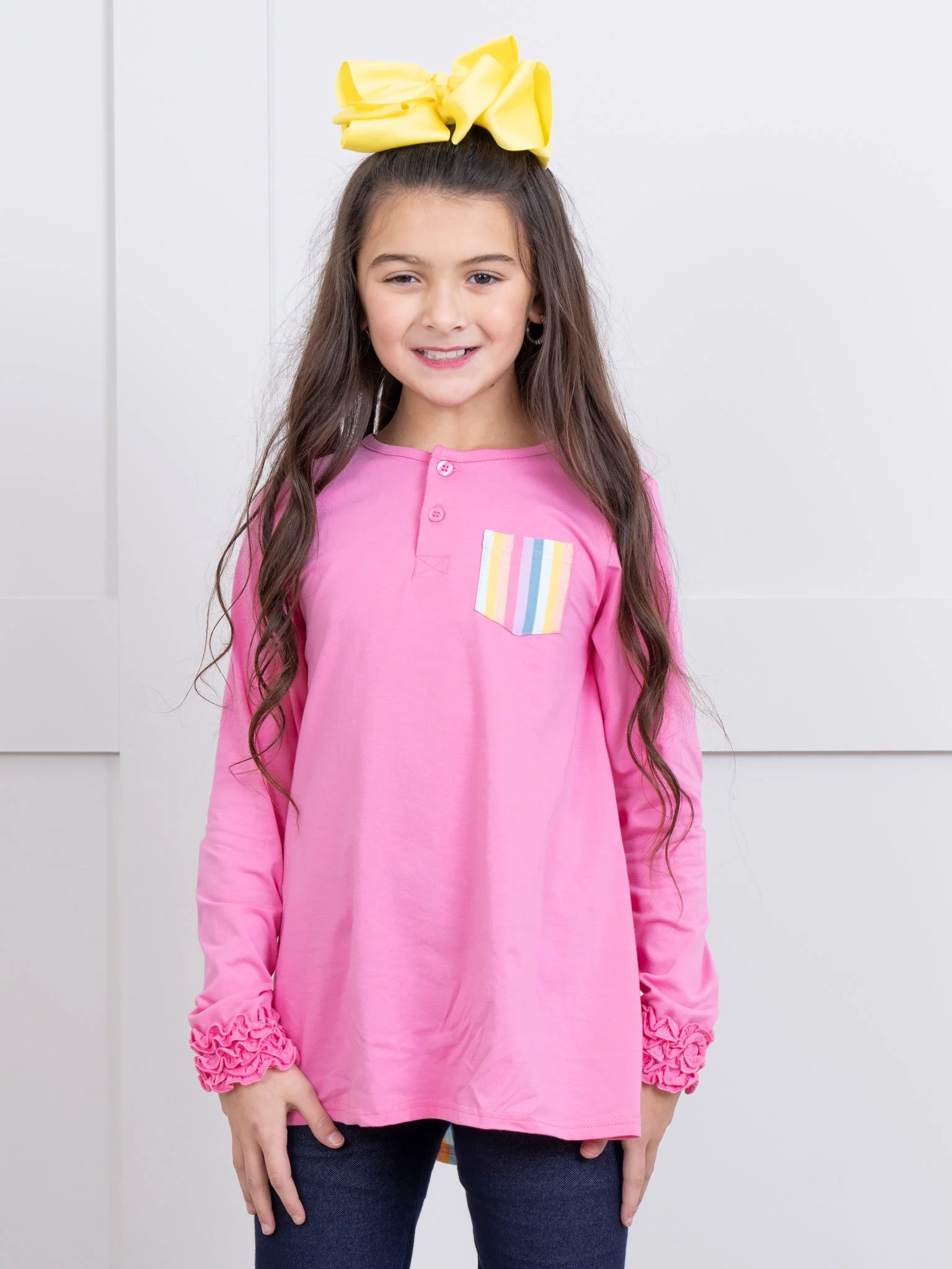 Striped Peek-a-Boo Swing Shirt in Rose - Image 3