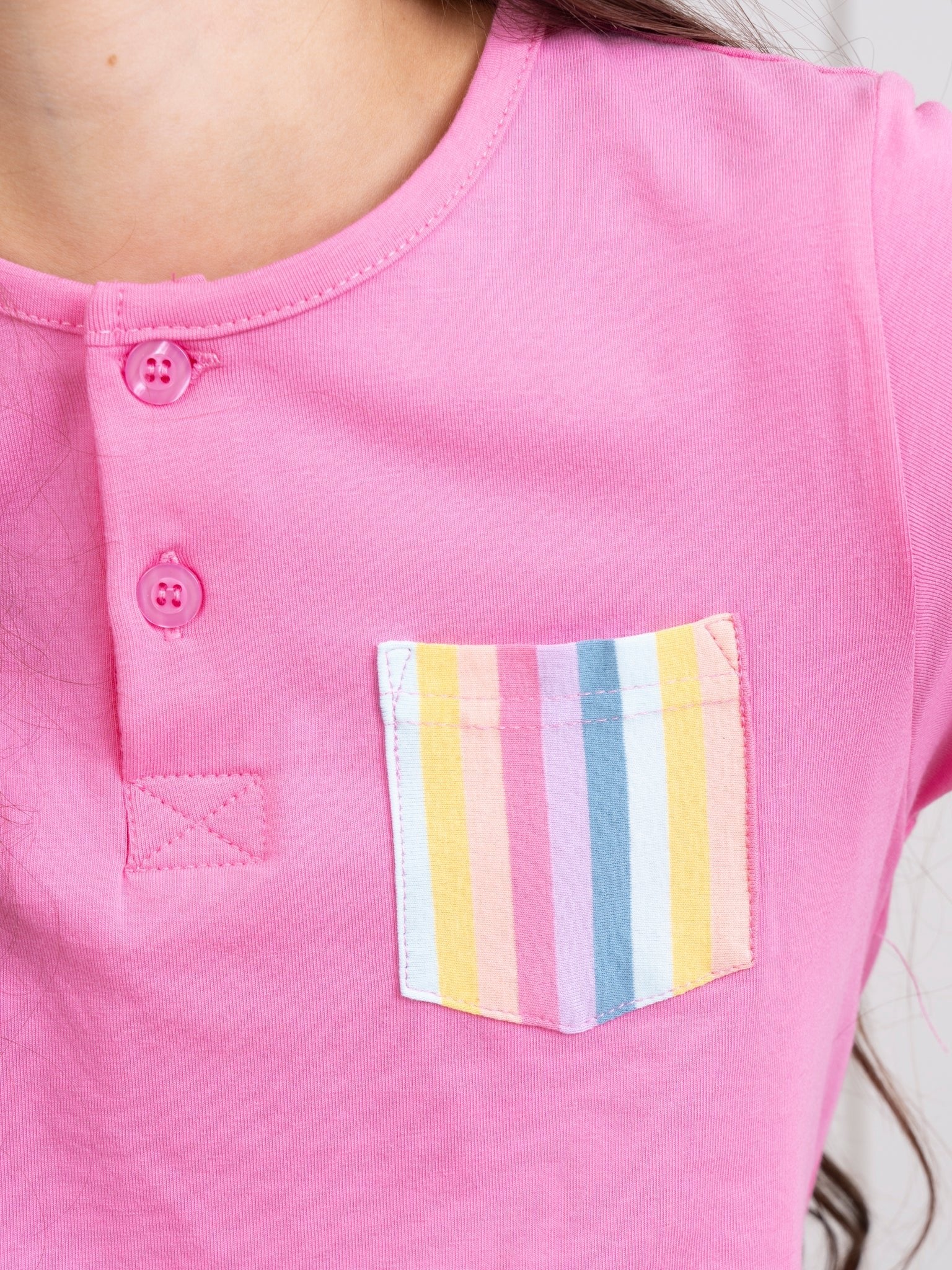 Striped Peek-a-Boo Swing Shirt in Rose - Image 5