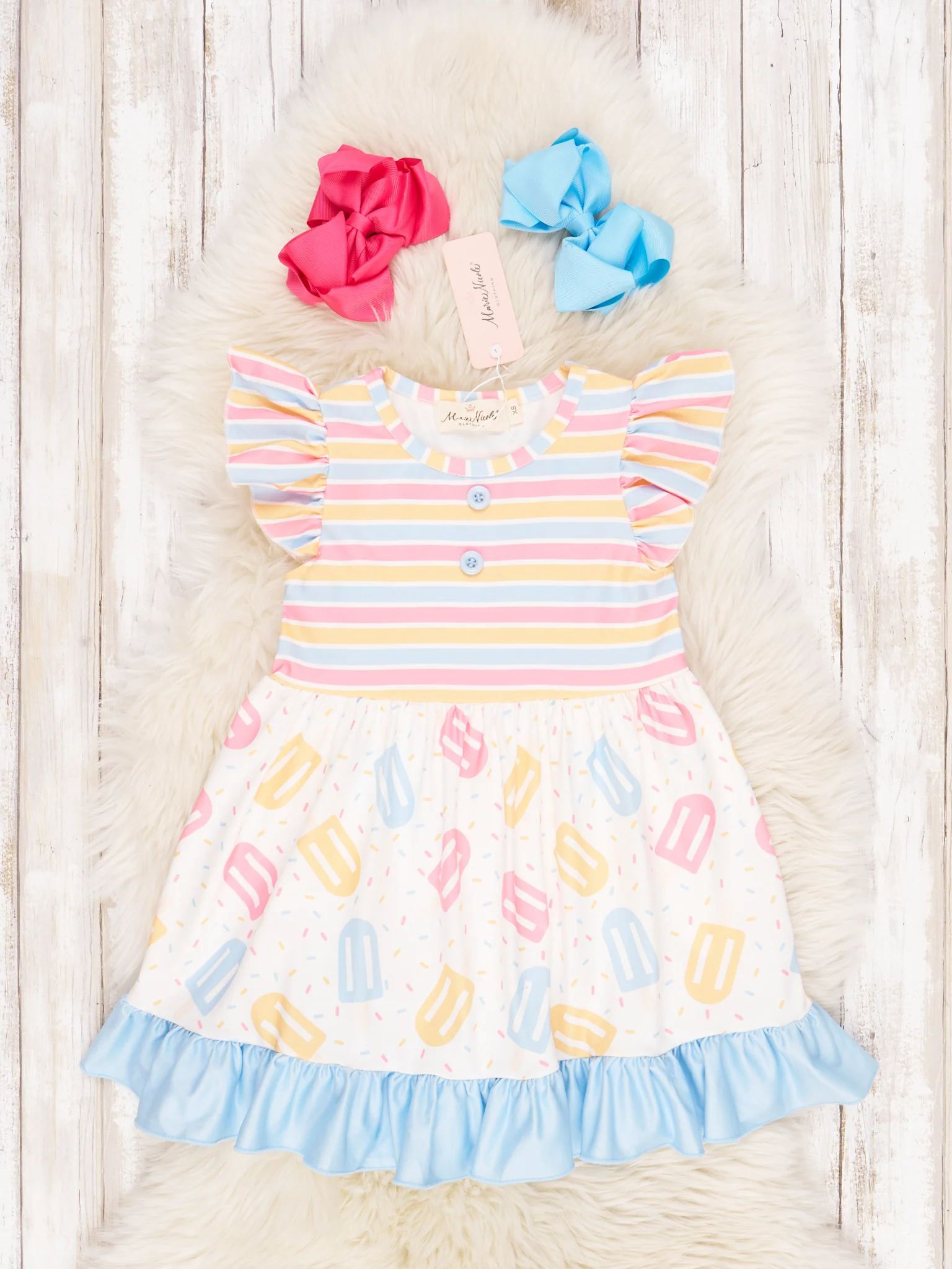 Striped Popsicle Ruffle Dress