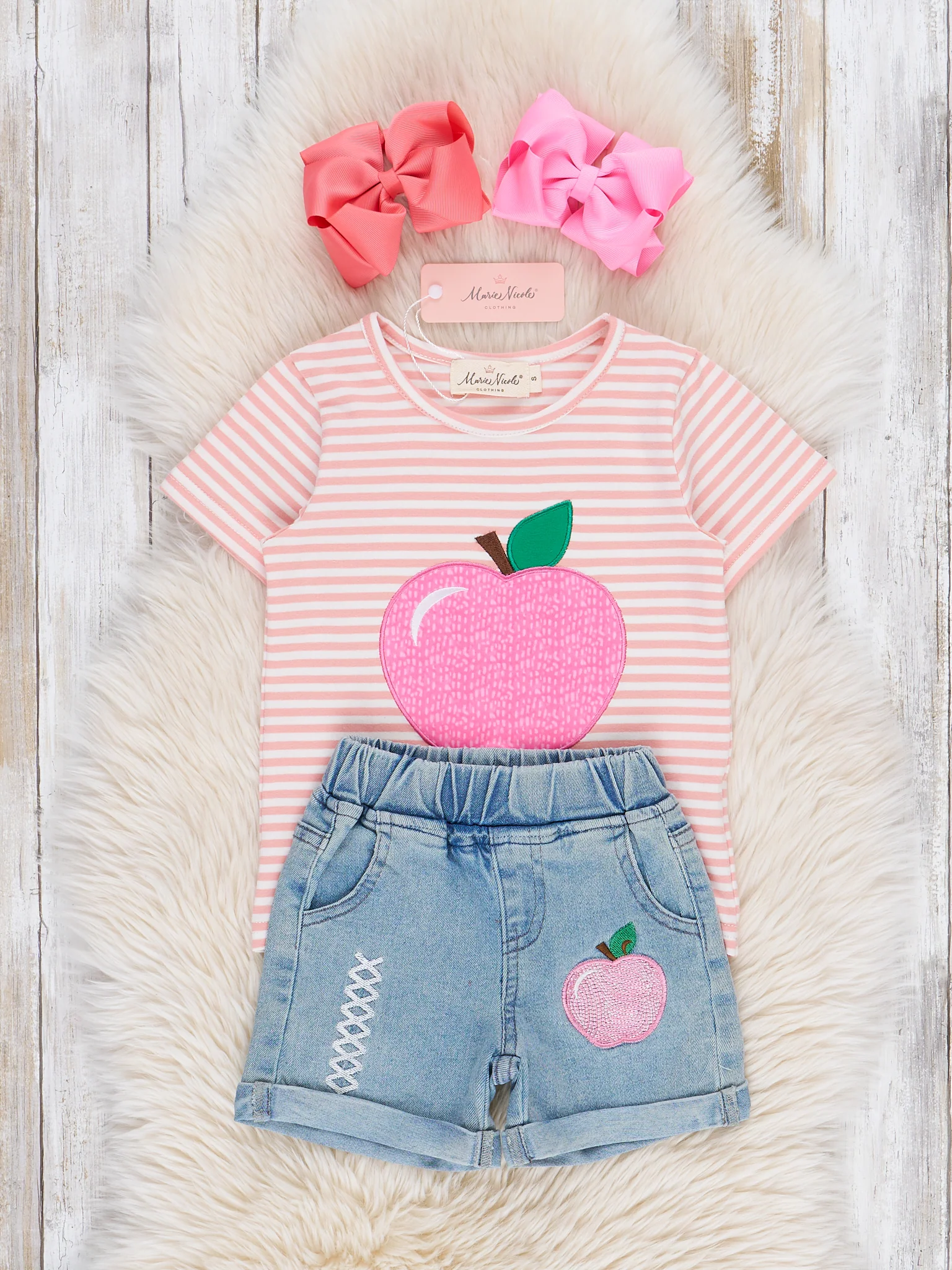 Striped Pretty Apples Denim Outfit - Image 3