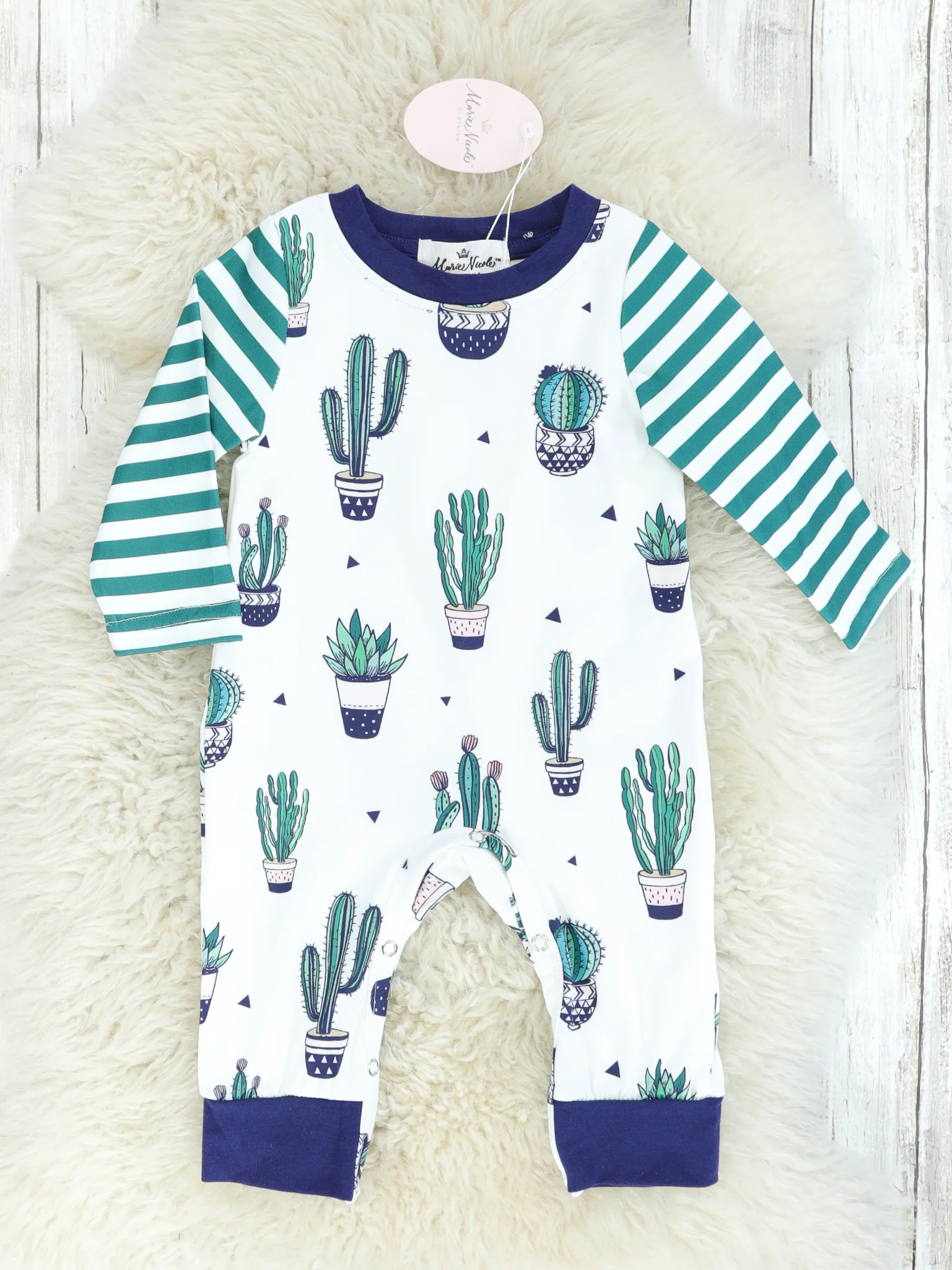 Striped Raglan Cactus Romper