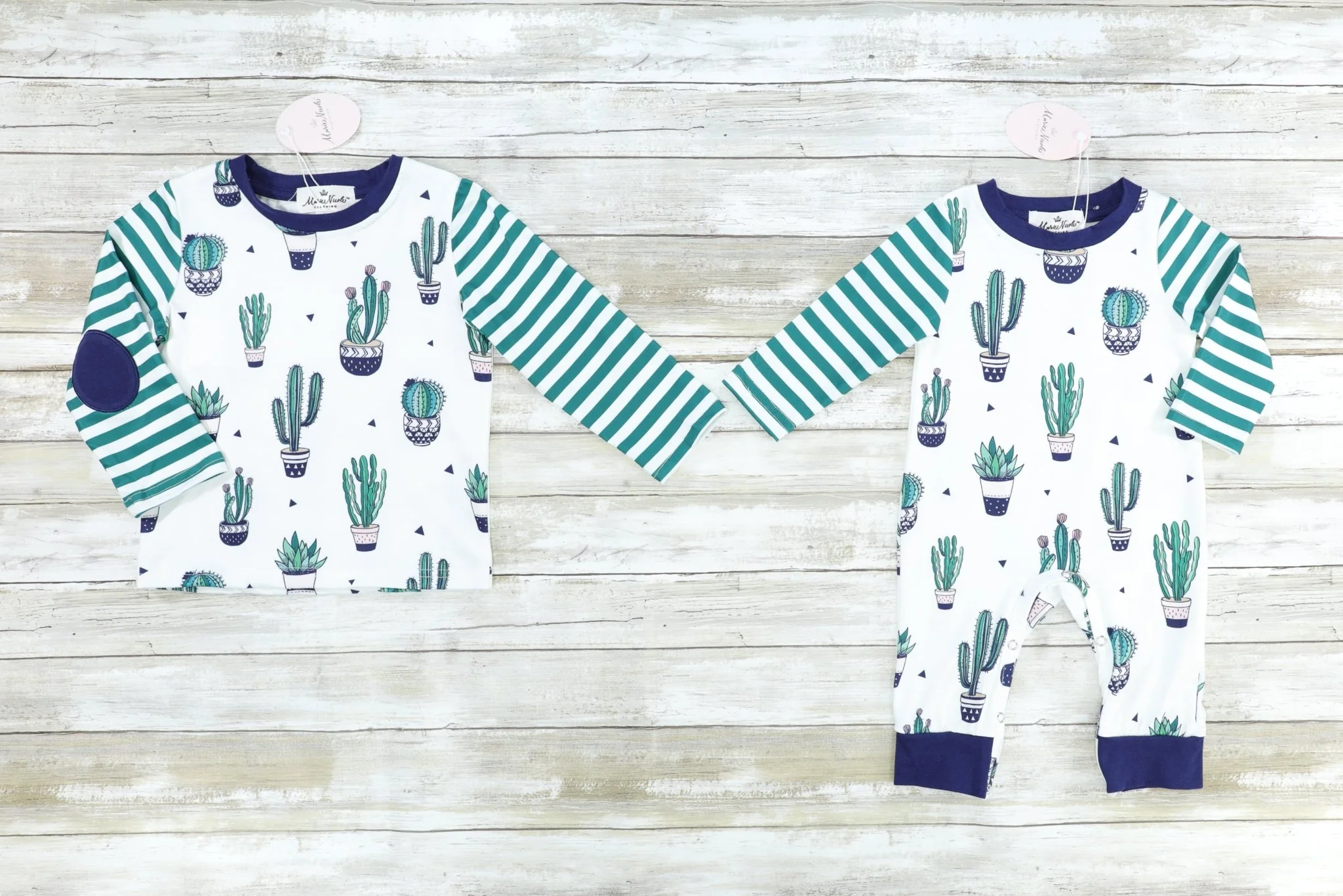 Striped Raglan Cactus Romper - Image 2