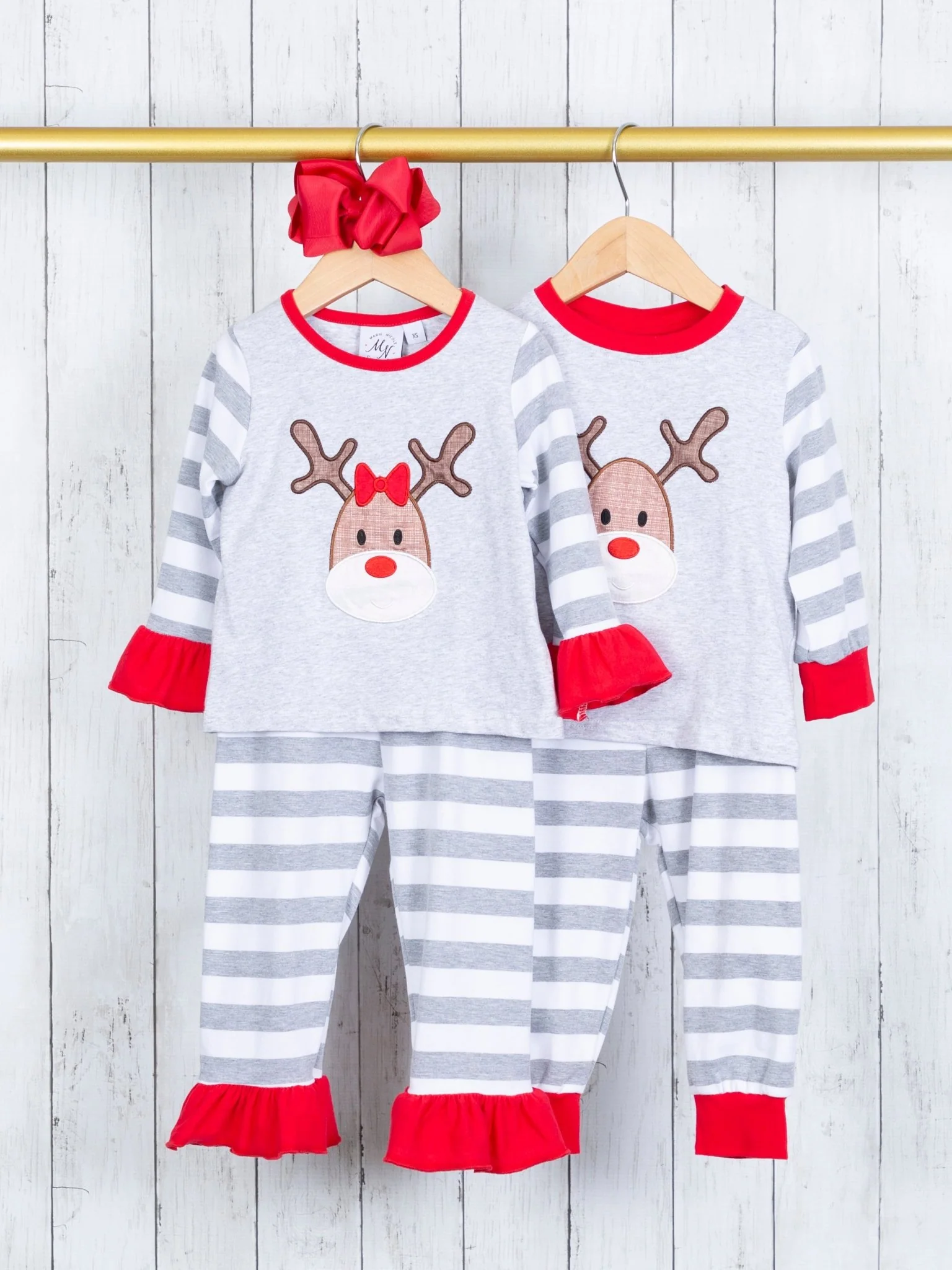 Striped Reindeer Pajamas - Boys & Girls - Image 2