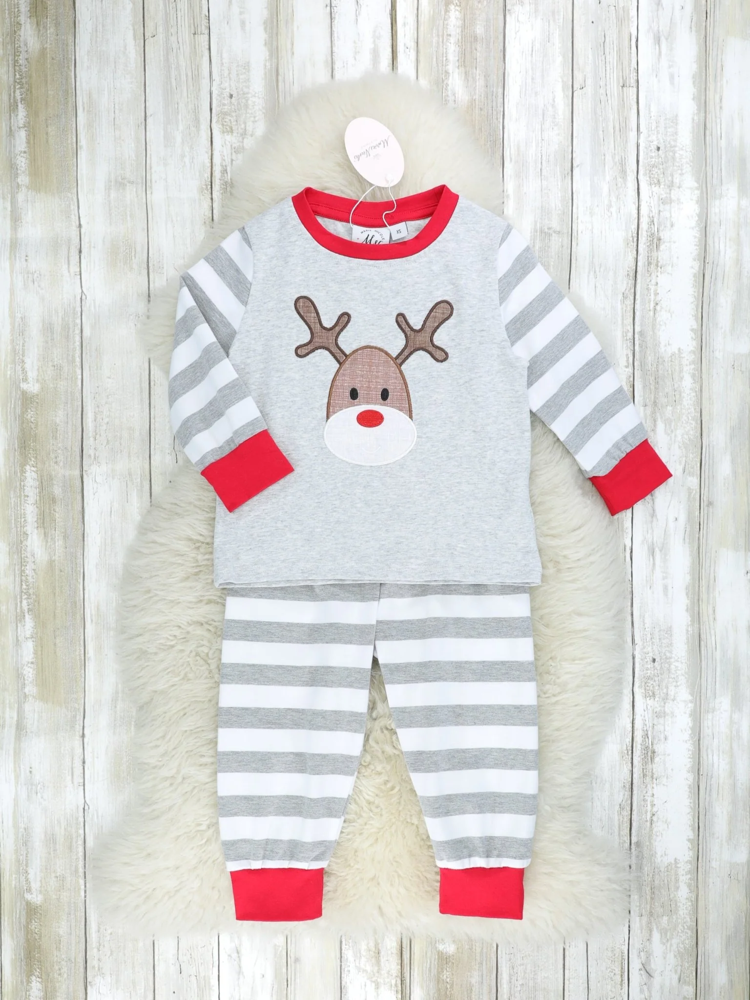 Striped Reindeer Pajamas - Boys & Girls - Image 3