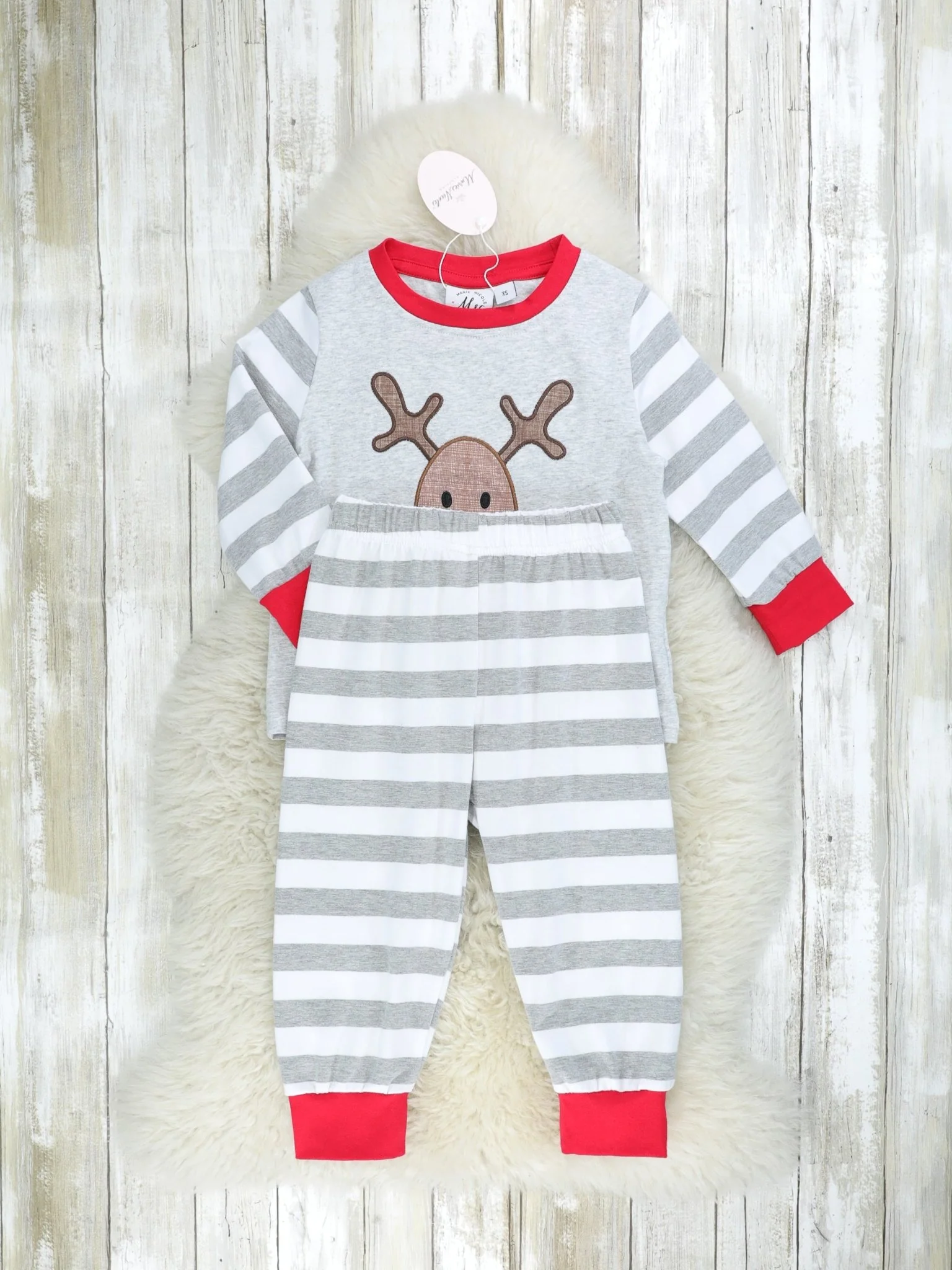 Striped Reindeer Pajamas - Boys & Girls - Image 4