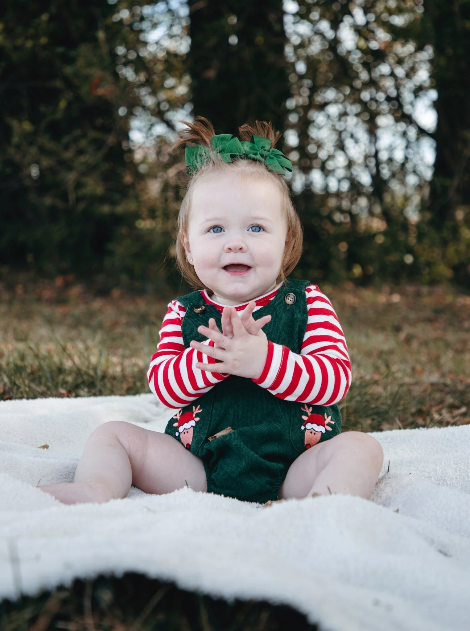 Striped Reindeer Pocket Onesie Outfit
