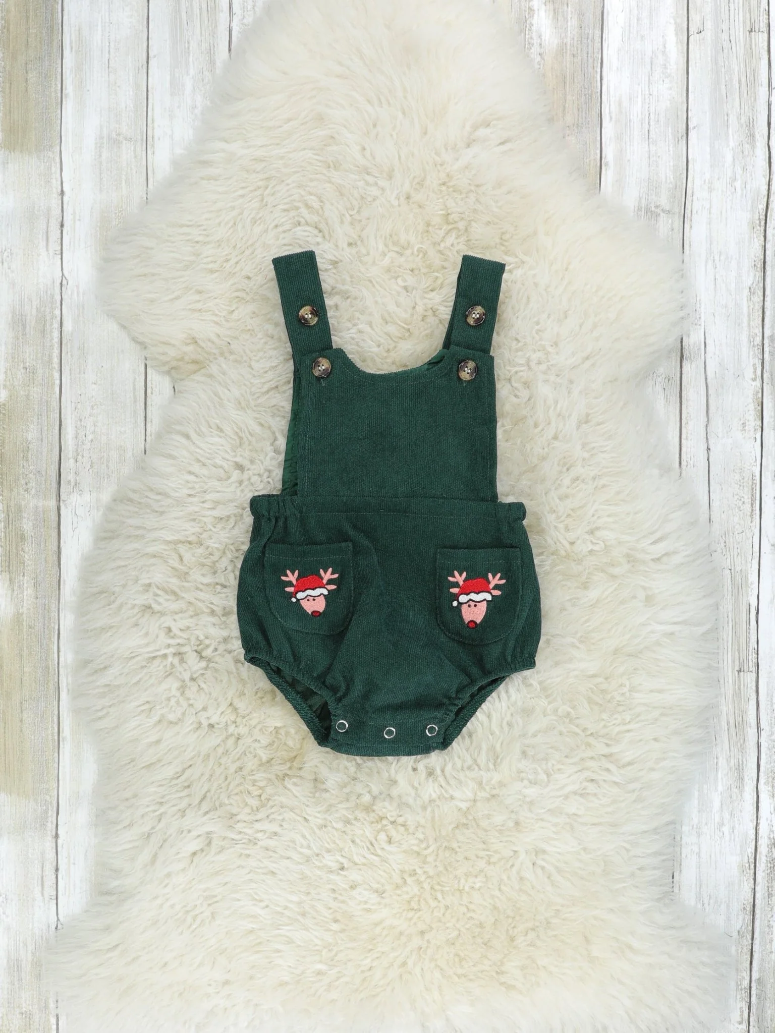 Striped Reindeer Pocket Onesie Outfit - Image 4