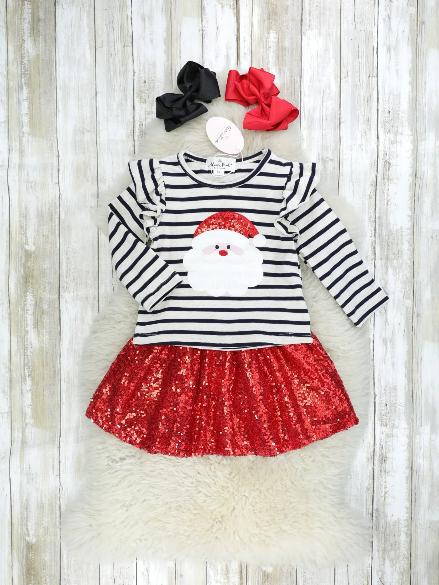 Striped Santa Sequin Outfit