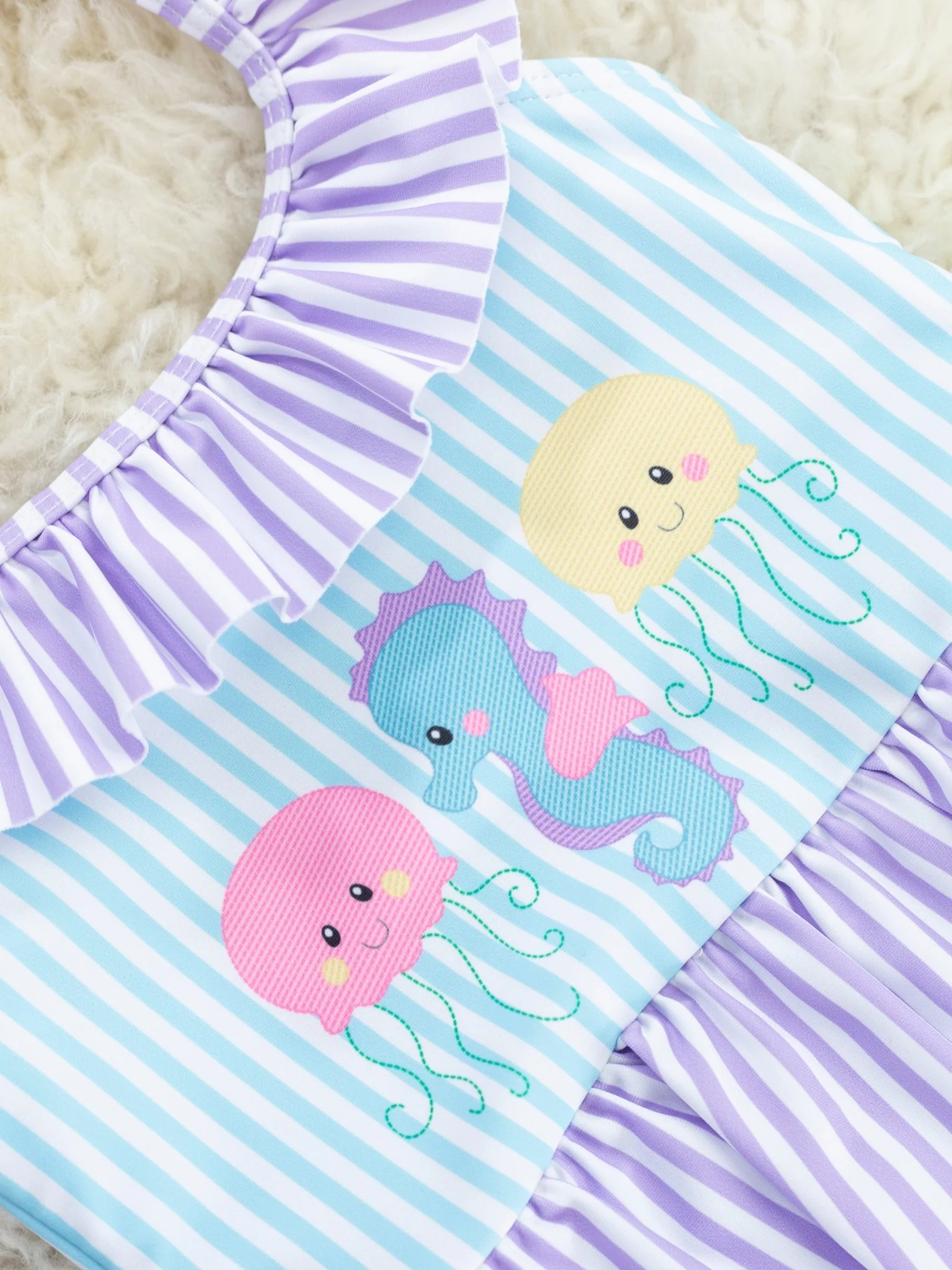 Striped Sea Horse Ruffle Swimsuit - Image 2