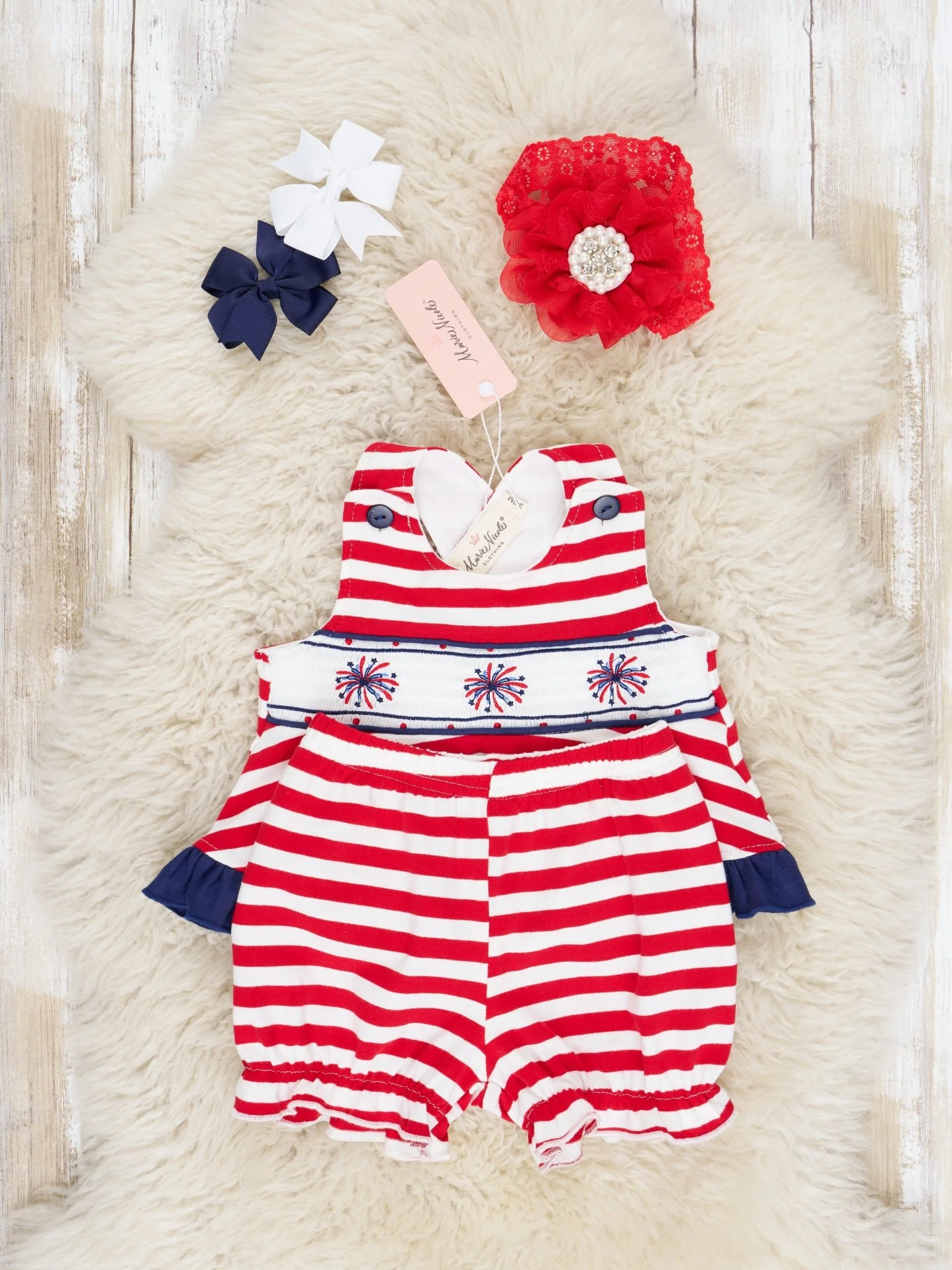 Striped Smocked Firework Bloomers Outfit - Image 2