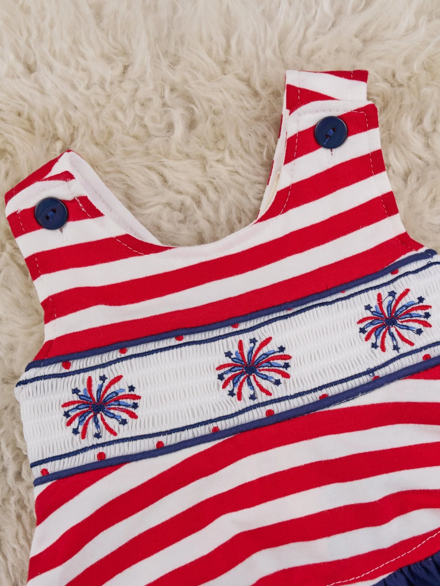 Striped Smocked Firework Bloomers Outfit - Image 4