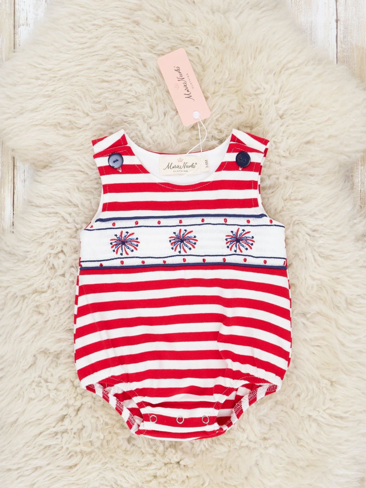 Striped Smocked Firework Romper