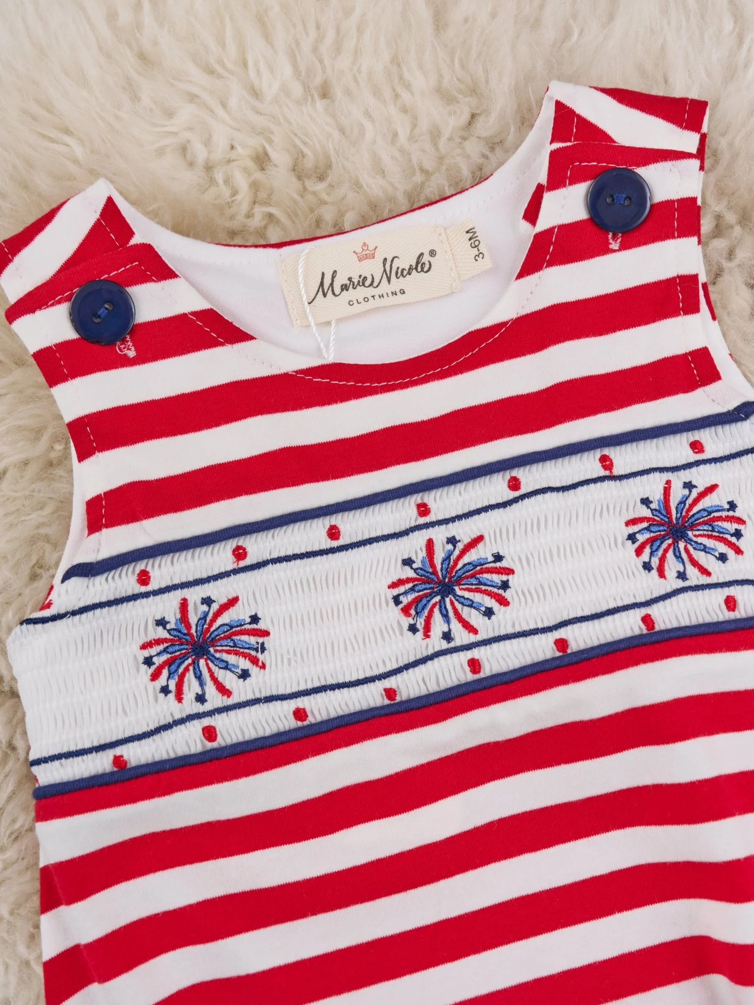Striped Smocked Firework Romper - Image 3