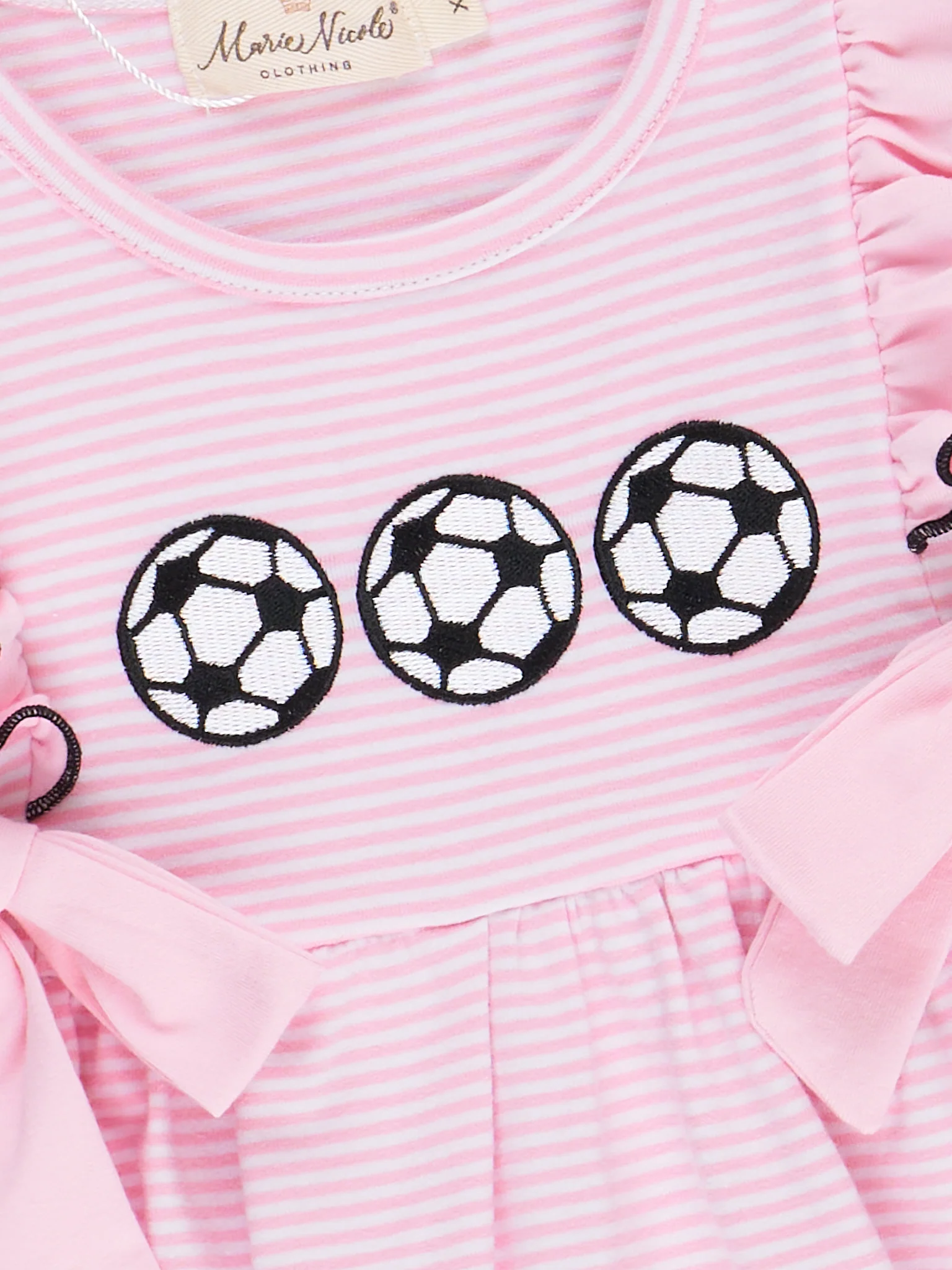 Striped Soccer Time Embroidered Ruffle Dress - Image 3