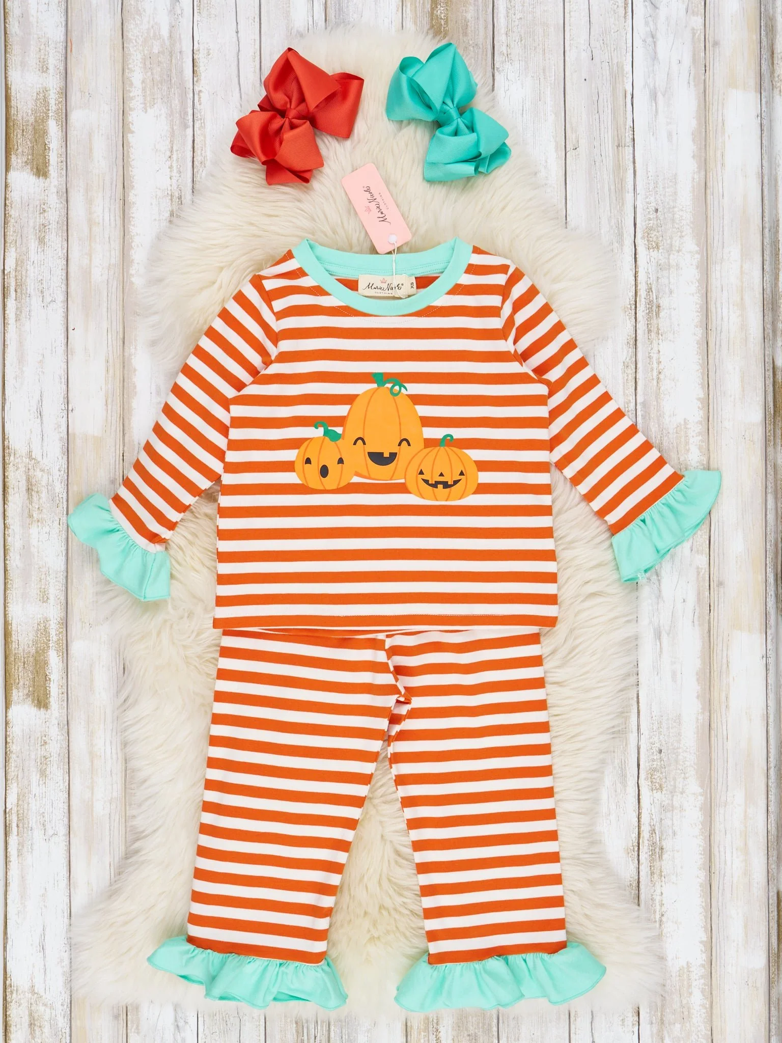 Striped Spooky Friends Ruffle Pajamas - Image 4